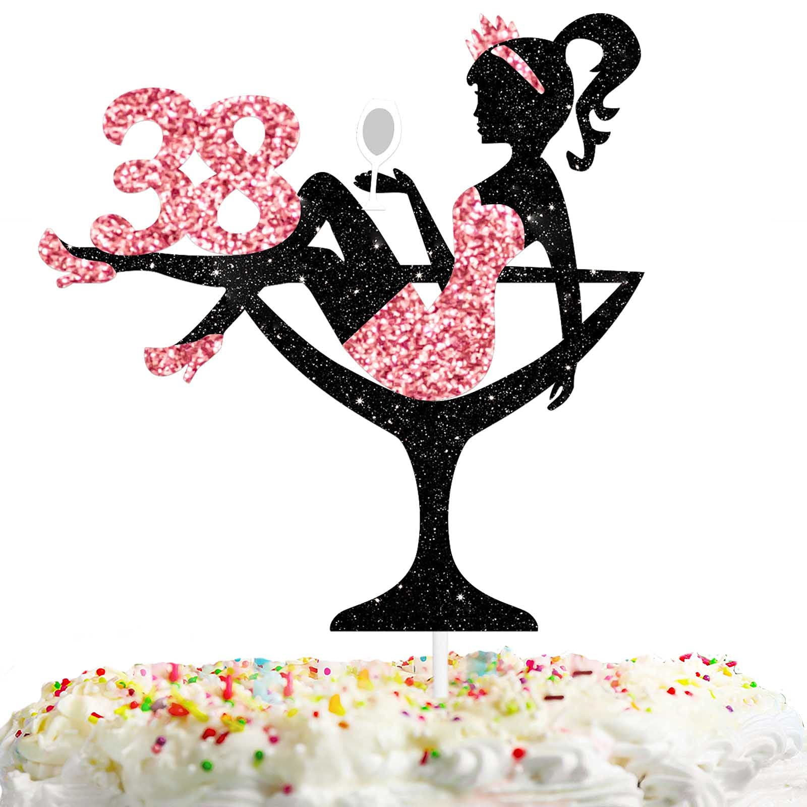 Sitting Girl Cake Topper Picks For Girl Lady 38Th Birthday Makeup Spa Theme Party Decoration Supplies 38 Silhouette High Heeled