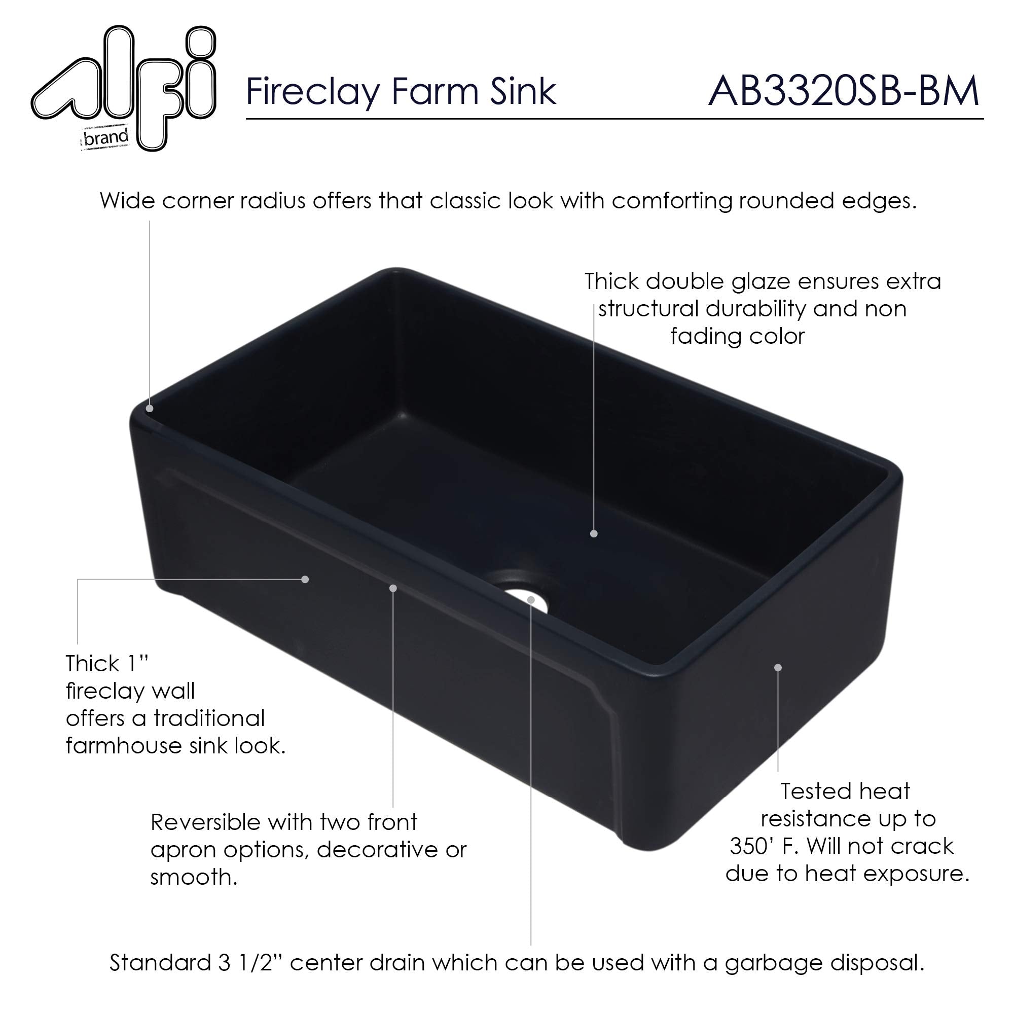 Alfi Brand Ab3320Sb-Bm Kitchen Sink Black Matte