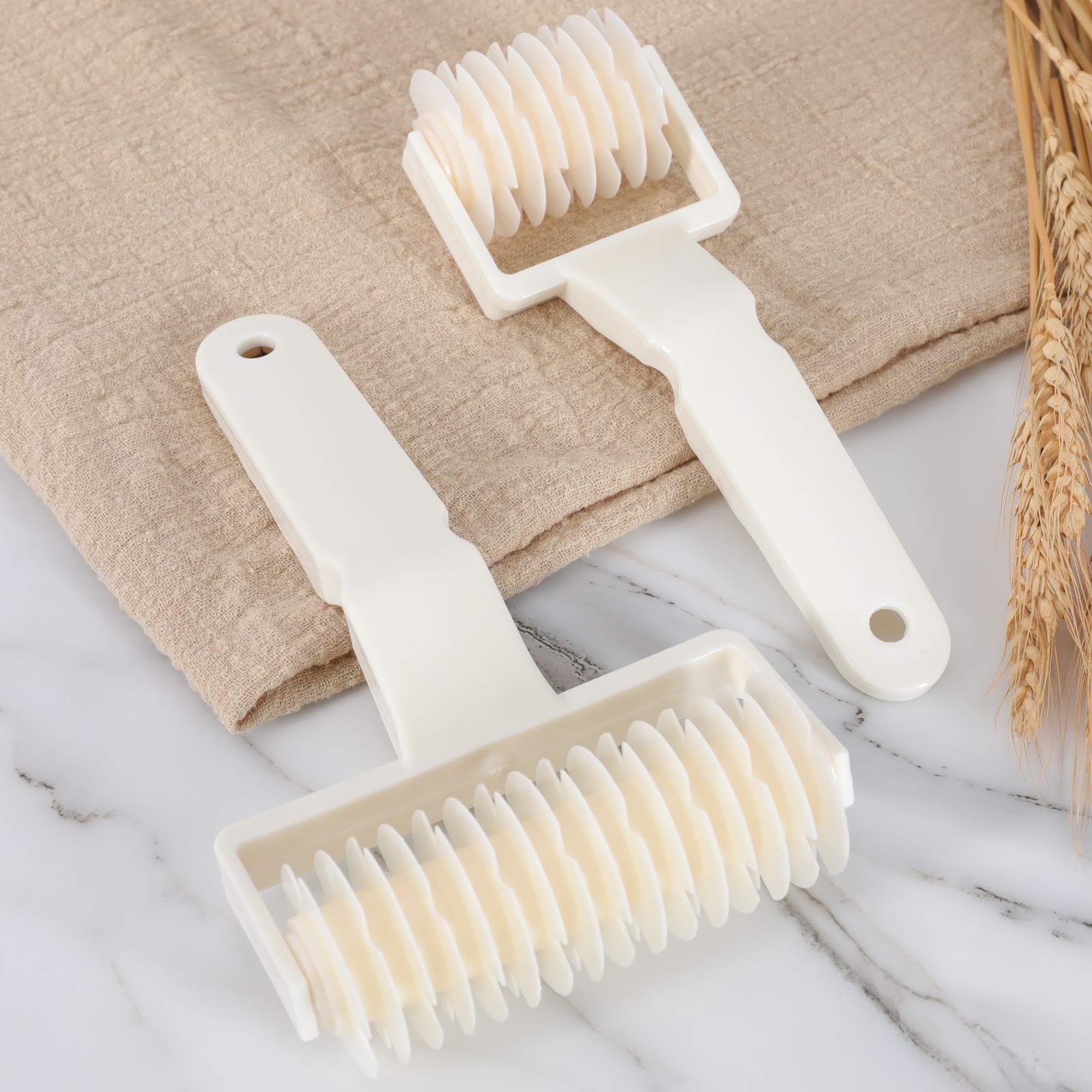 Lamoutor 2Pcs Lattice Roller Cutter Pastry Cutter Roller Diy Baking Tool For Dought Cookie Pie Pizza Bread Pastry