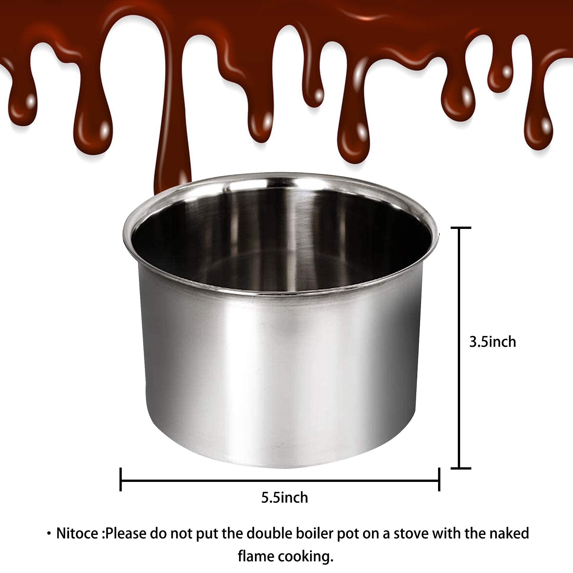 Stainless Steel Double Boiler Melting Pot With Heat Resistant Handle, Large Capacity Chocolate Melting Pot For Butter Candy Butt