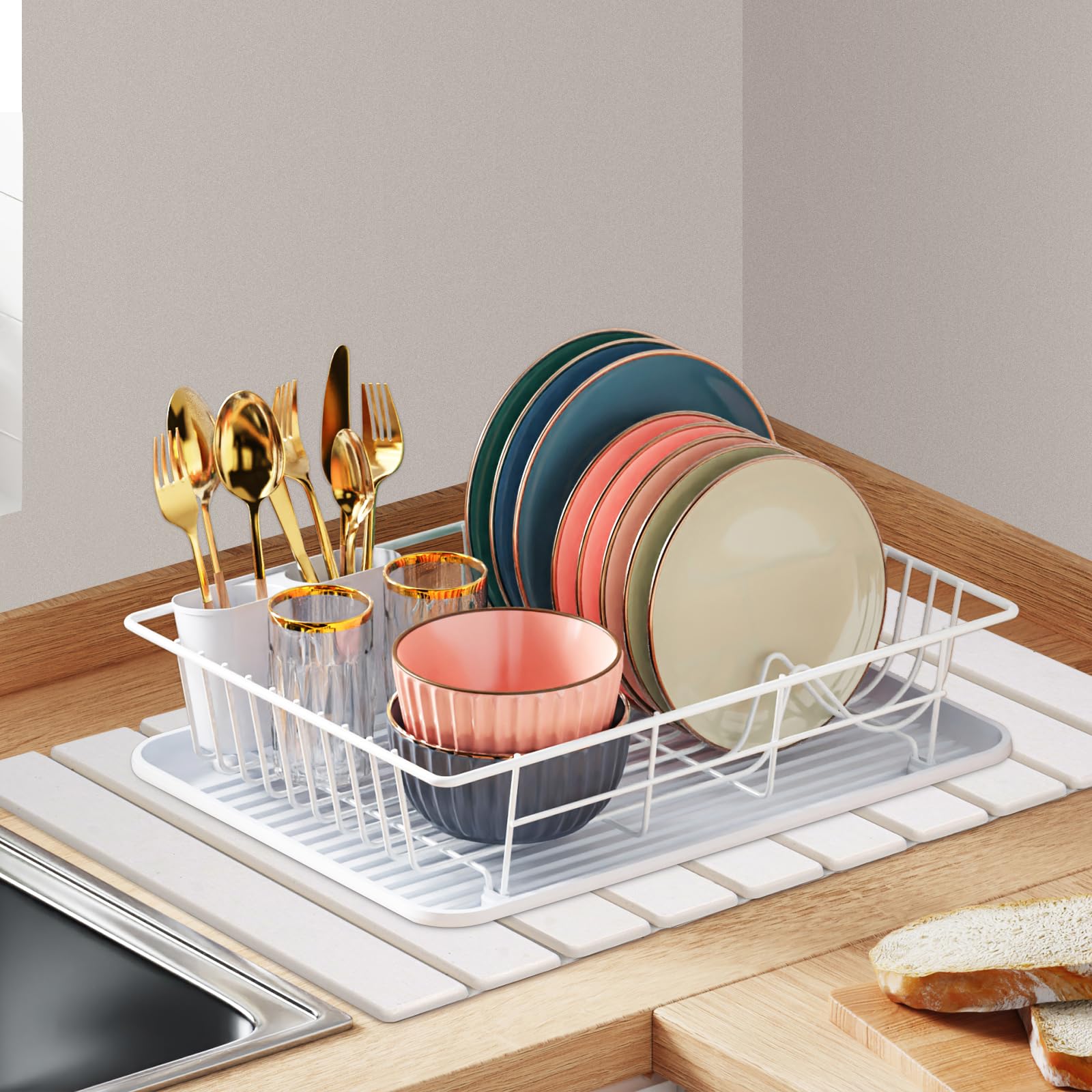 Oxydrily Stone Drying Mat For Kitchen Counter, Large Stone Dish Drying Mat Foldable, Absorbent Diatomaceous Earth Bath Mat Quick