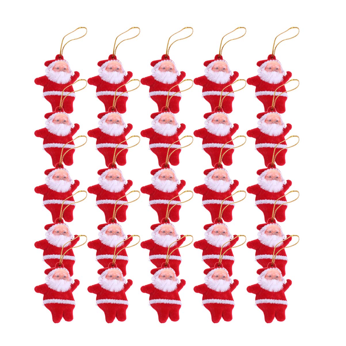 Amosfun 36PCS Mini Santa Claus Doll Pendant Plastic Santa Hanging Ornaments Christmas Tree Decoration