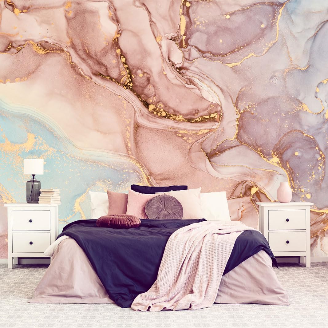 MFWFM Pink Marble Wallpaper Abstract Texture Wall Mural for Bedroom Living Room (Not Peel n Stick)