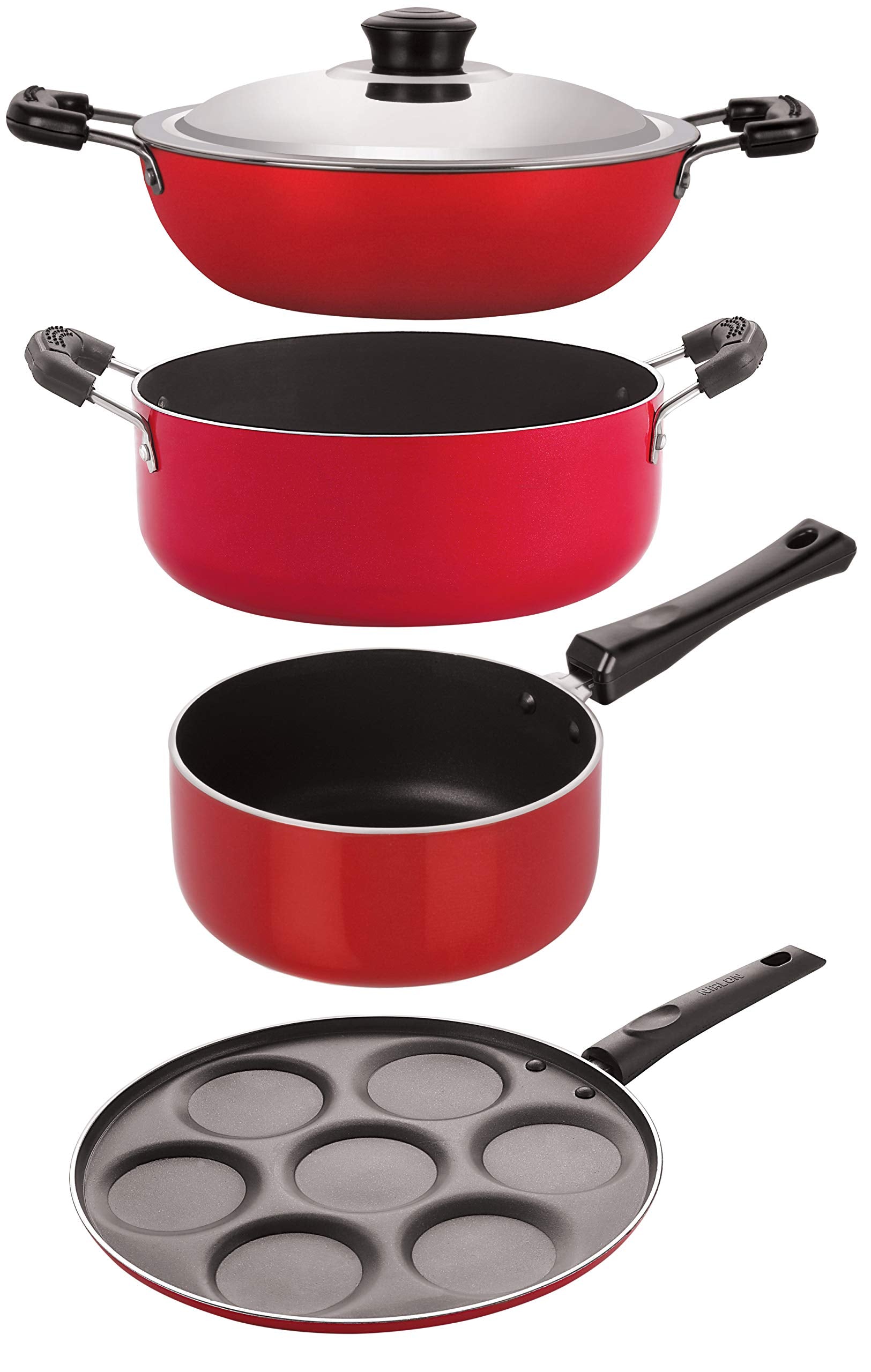 Nirlon Gas Compatible Non Stick Aluminium Cookware Set Of 4Pcs (Dkd(B)_Sp(B)_Up7_Cs24)