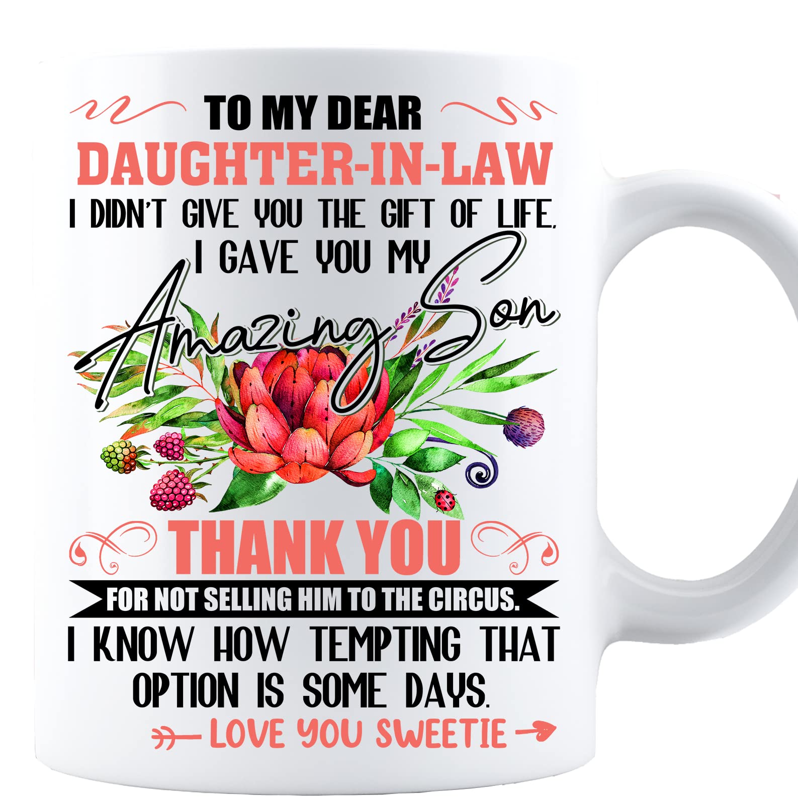Perfectostore Daughter-In-Law Gifts From Mother-In-Law, To My Dear Daughter In Law I Gave You My Amazing Son- Christmas, Mothers