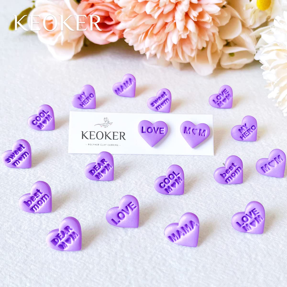 Keoker Mom Heart Polymer Clay Cutters, Mothers Day Clay Earring Cutters, 9 Shapes Message Letter Polymer Clay Cutters For Earrin