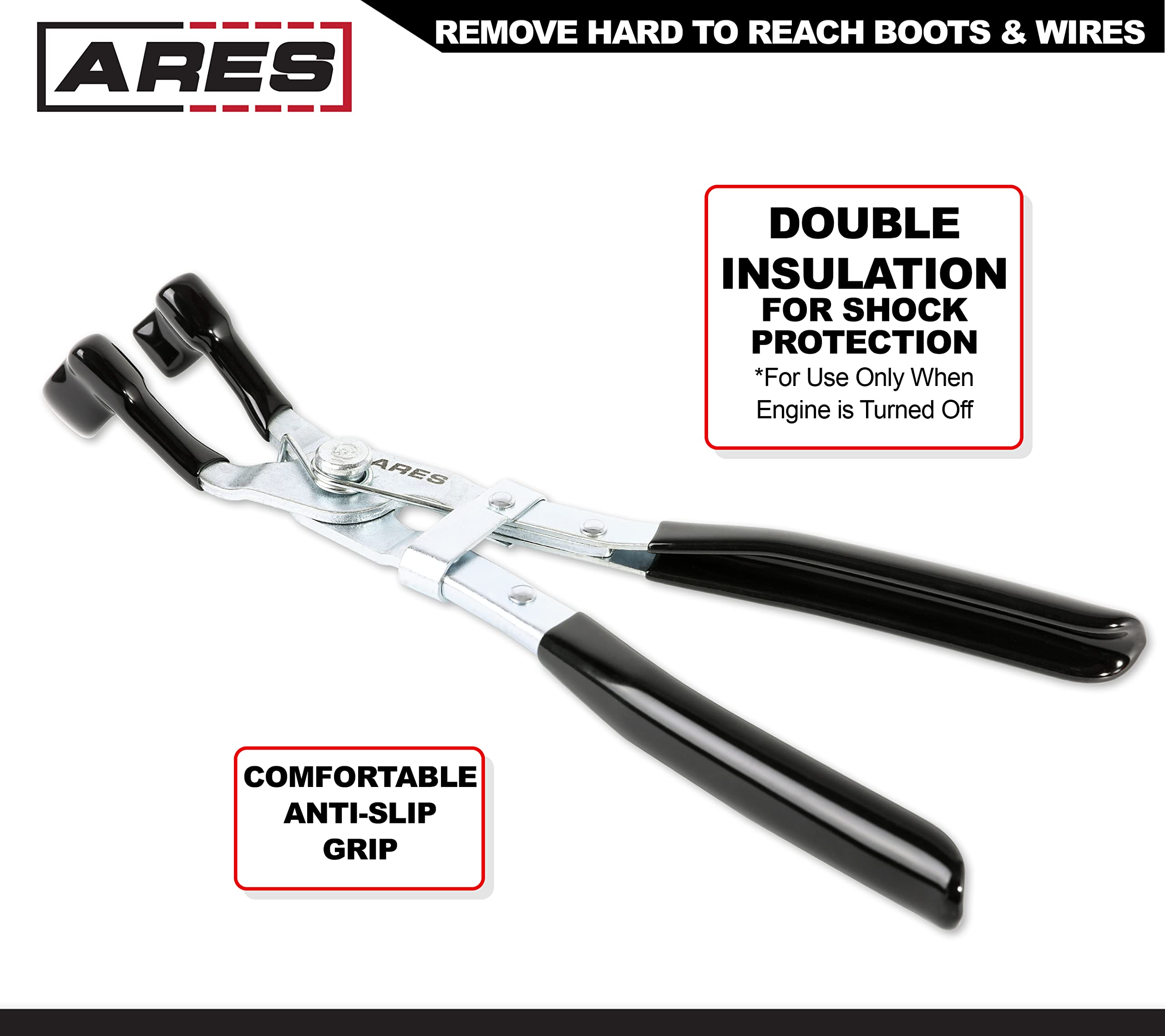 Ares 11054 - Spark Plug Plier Boot Removal Tool - Remove Hard To Reach Spark Plug Boots And Wires Without Damaging Them - 45 Deg
