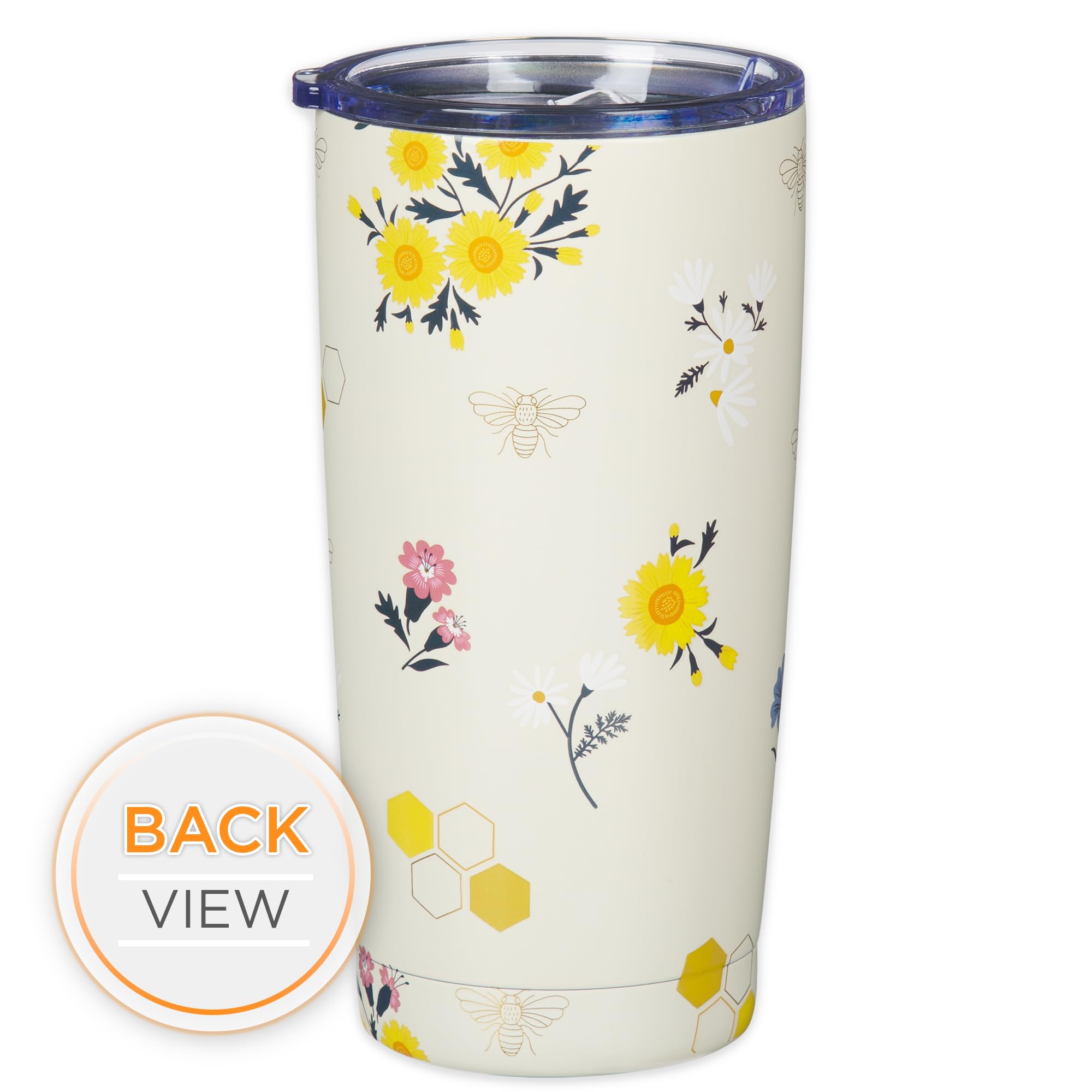 Christian Art Gifts Stainless Steel Scripture Tumbler Travel Mug For Women: Kind Words Bible Verse, Cute Bumble Bee, Double-Wall