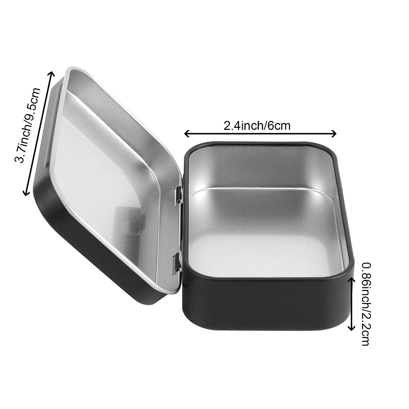 Zoenhou 60 Pack Metal Rectangular Empty Hinged Tins, Black Mini Portable Box Containers, Tin Boxes With Hinged Lids, Small Tins