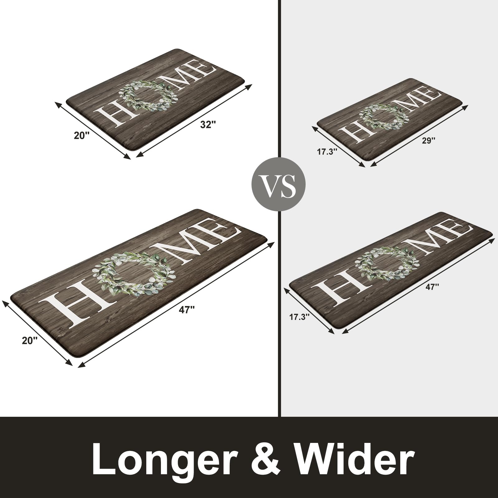 Kimode Anti Fatigue Kitchen Mats For Floor 2 Piece, Farmhouse Kitchen Rugs Non Slip, Cushioned Kitchen Floor Mats, Memory Foam K