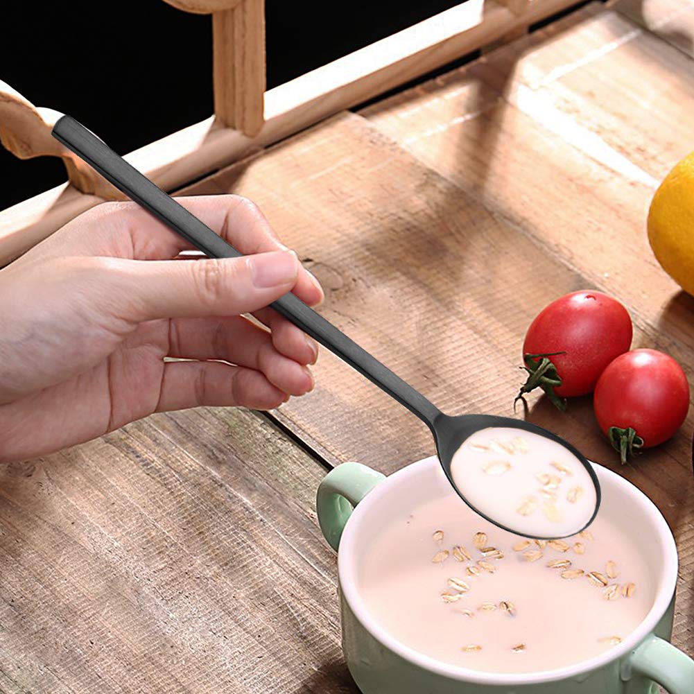 Soup Spoon,Korean Spoons, 8 Pieces Stainless Steel Asian Soup Spoon,8.5 Inch Soup Spoons,Long Handle Korean Spoon,Dinner Spoons