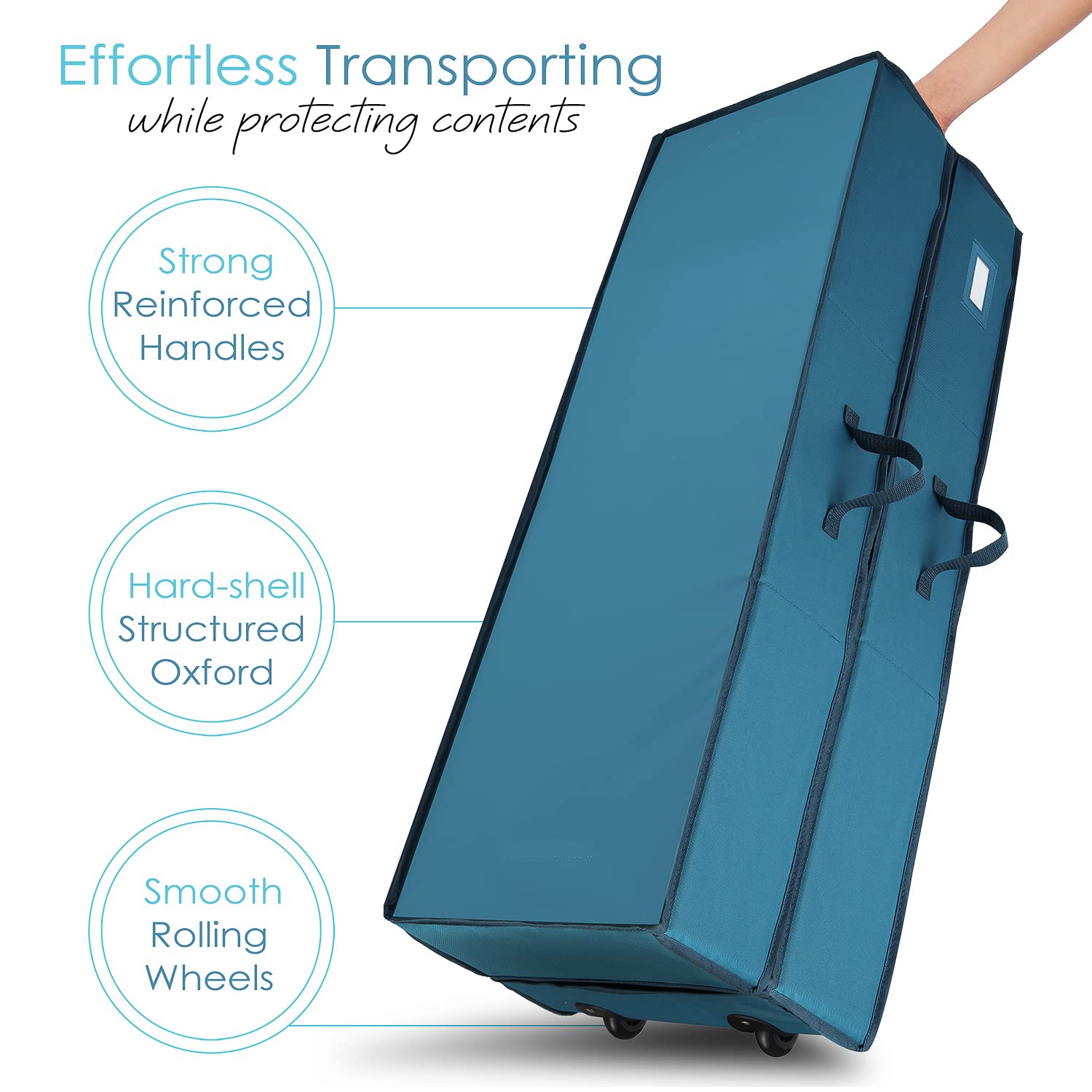 Hearth & Harbor Holiday Storage Bins with Wheels - XL Steel Blue, Fits 30 Rolls, Model VC-HHHS09, Fade Resistant Paper Containers
