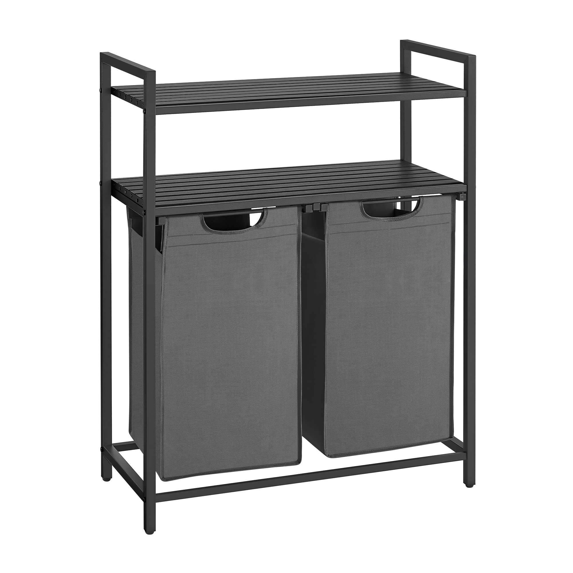 Vasagle Laundry Hamper, Laundry Basket, Laundry Sorter With 2 Pull-Out And Removable Bags, 2 Shelves, 12.1 Gal (46L) Capacity Pe