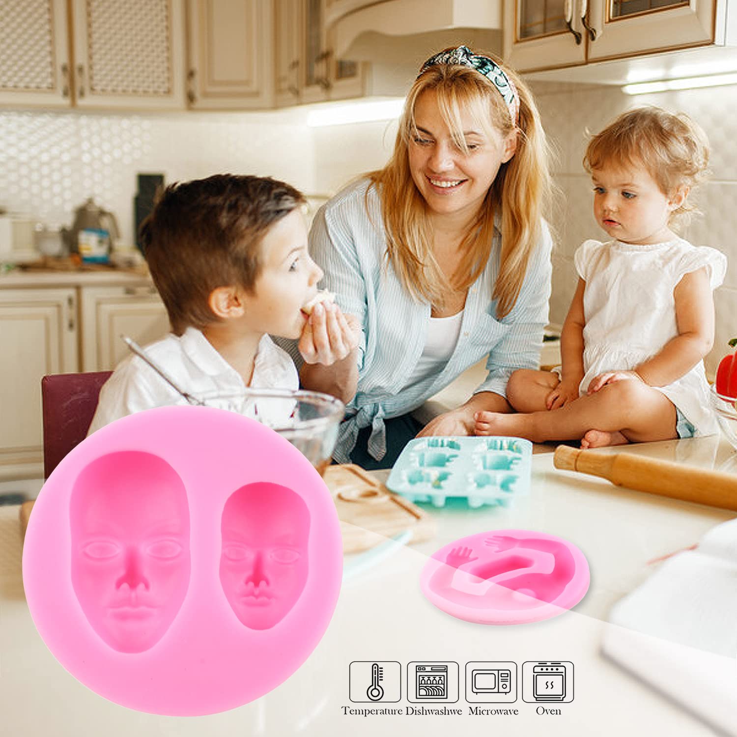 Zixiang Human Face Silicone Mold Doll Body Fondant Mold Baby Face Molds 3D Baby Arm Mold For Cake Decorating Cupcake Topper Choc