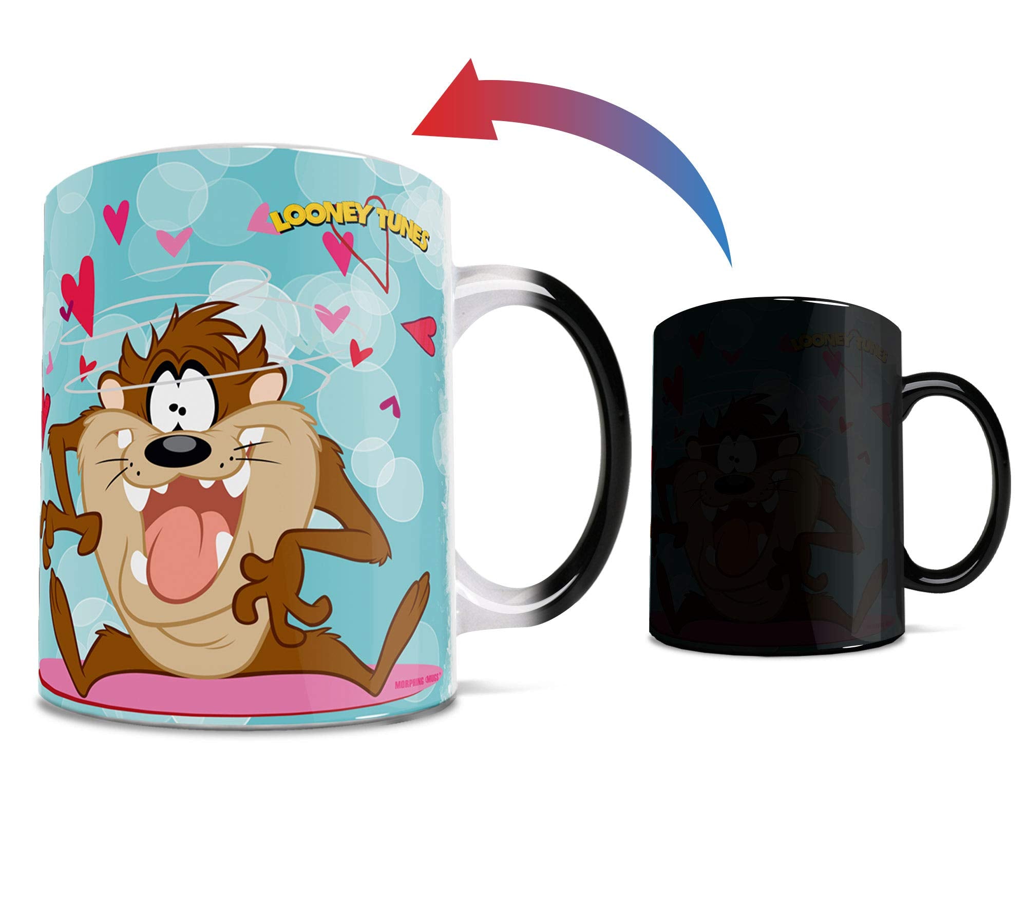 Morphing Mugs Looney Tunes - Taz - Valentines Day - Crazy in Love - One 11 oz Color Changing Heat Sensitive Ceramic Mug - Image
