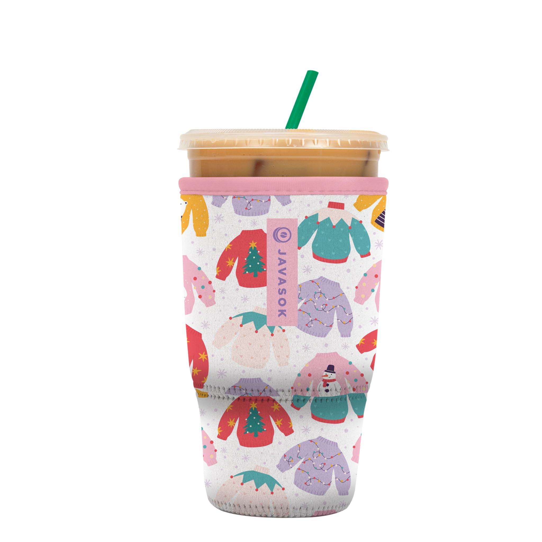 Sok It Java Sok Iced Coffee & Cold Soda Insulated Neoprene Cup Sleeve (Cozy Knits, Large: 30-32oz)
