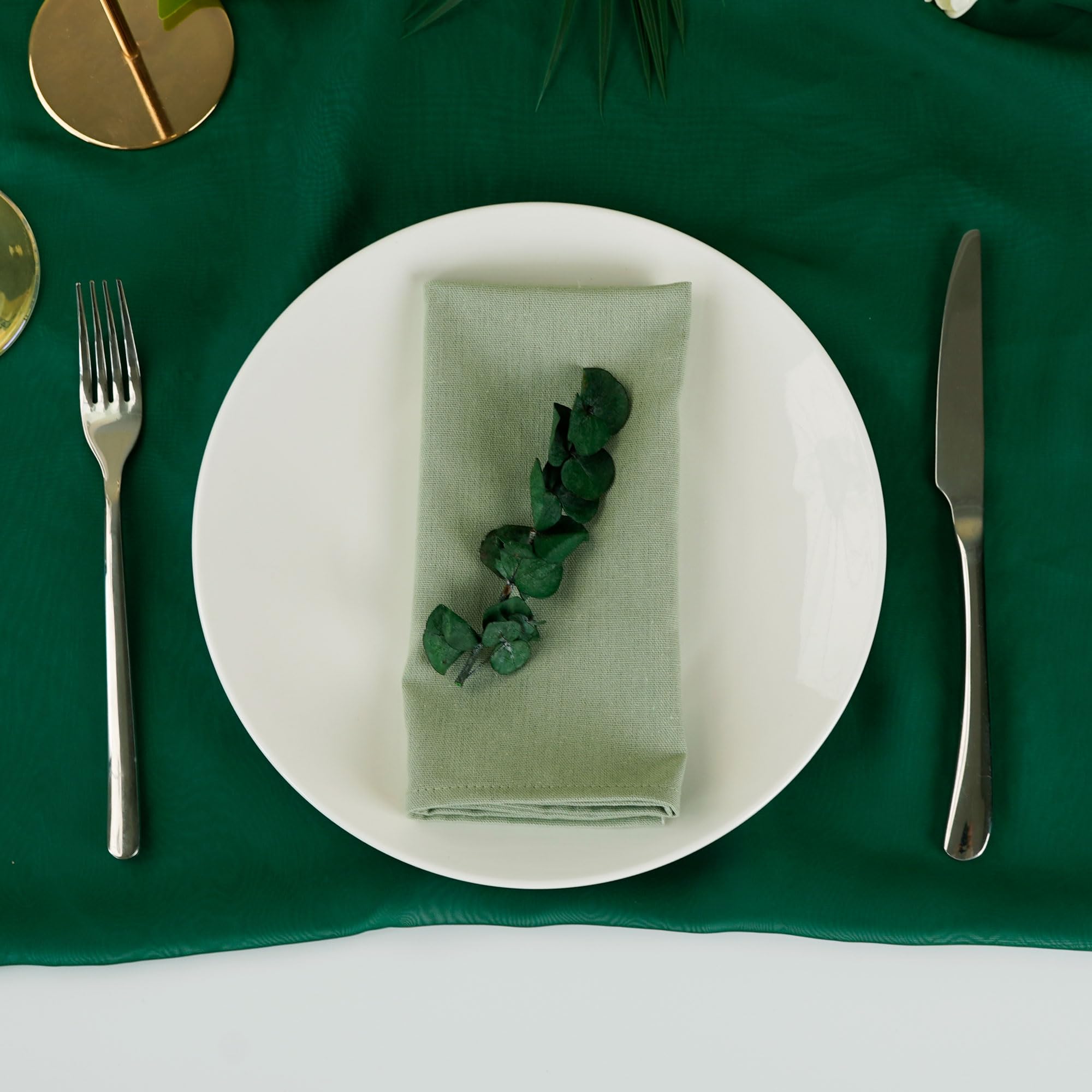 Infei Solid Color Linen Blended Thin Dinner Cloth Napkins - Set Of 12 (40 X 40 Cm) - For Easter Parties Events & Home Use (Lime