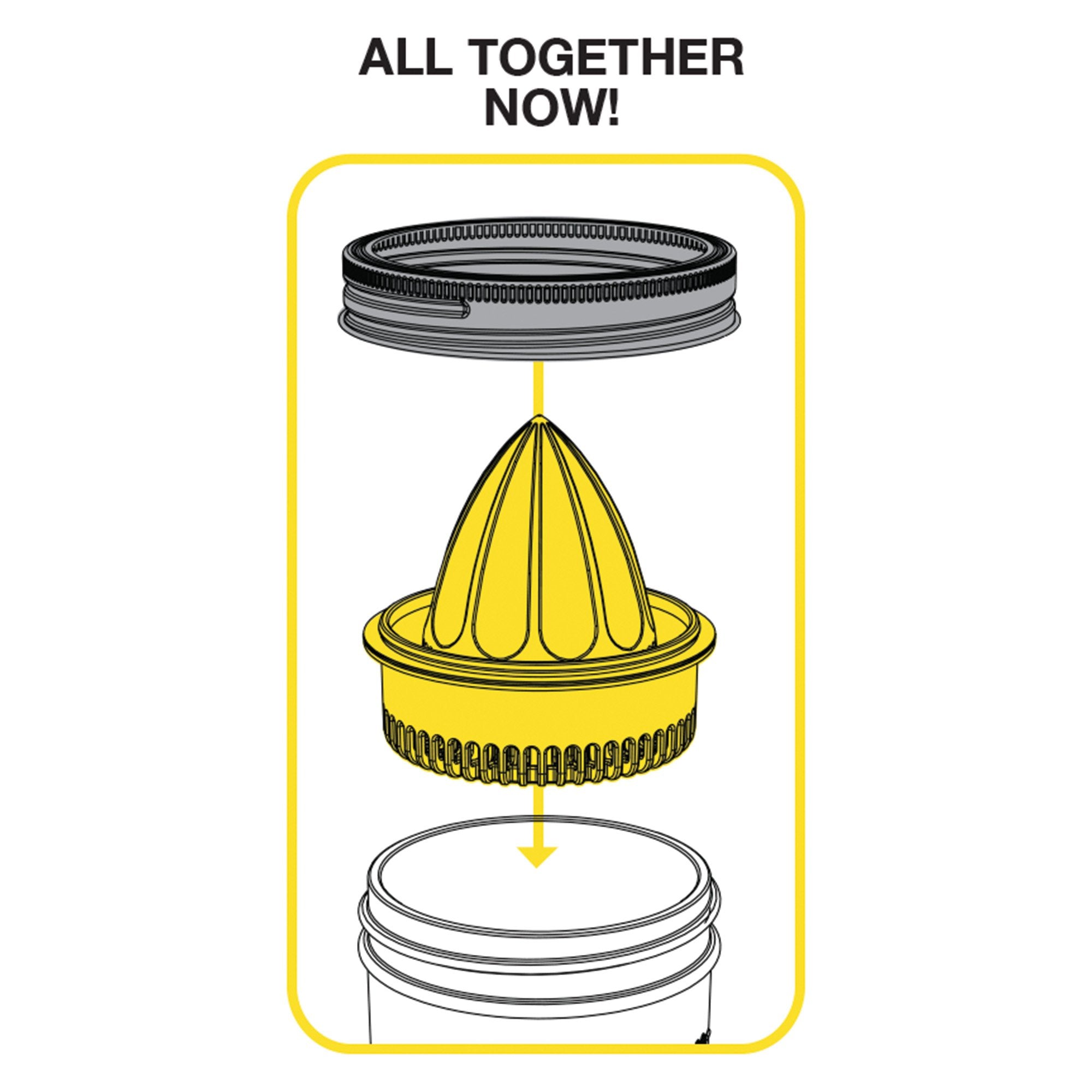 Jarware Juicer Lid For Wide Mouth Mason Jars, Yellow