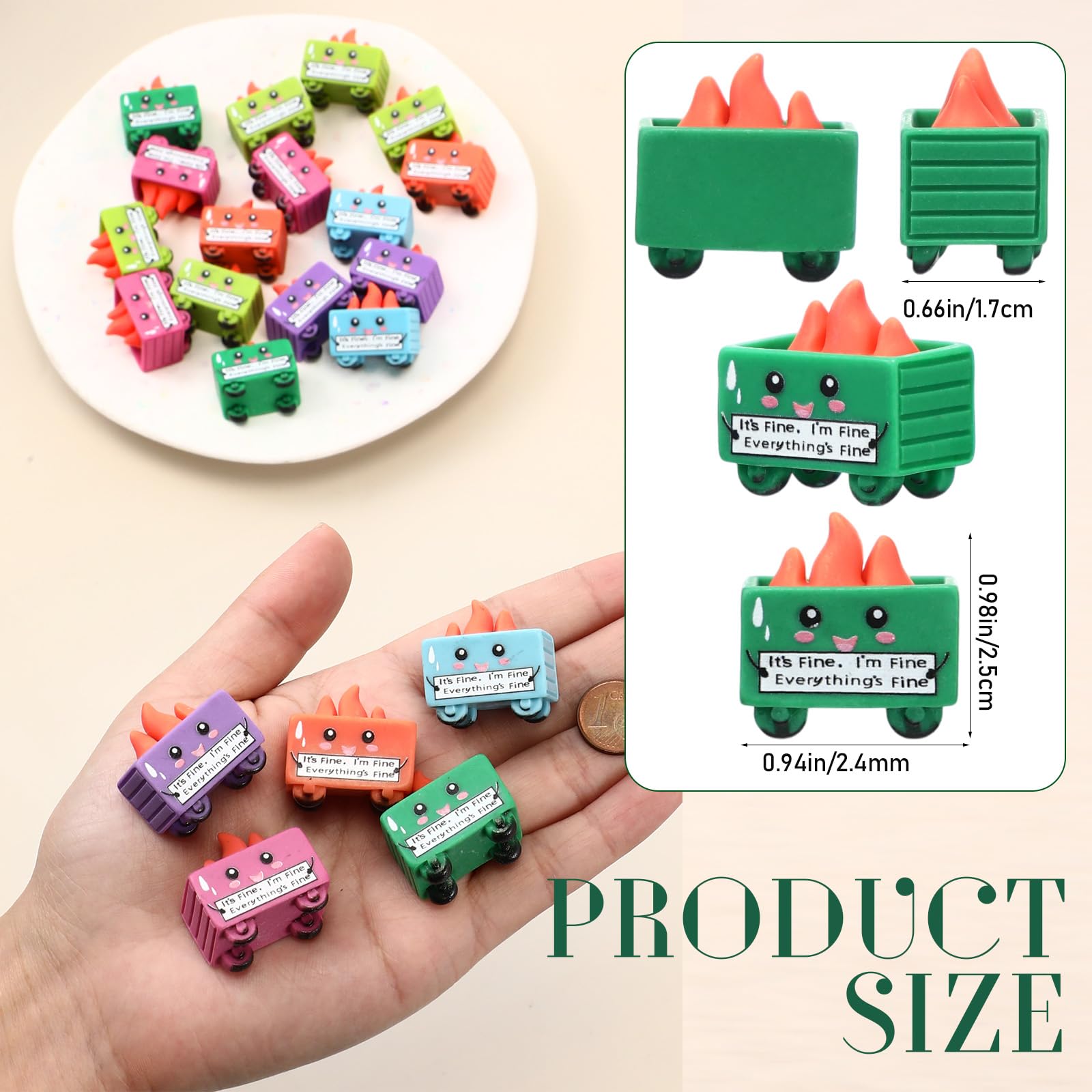 Arrowbash 30 Set Resin Dumpster Trash Shape Gift I  m Fine Everything  s Fine Sign Emotional Desk Accessories Team Employee Appr