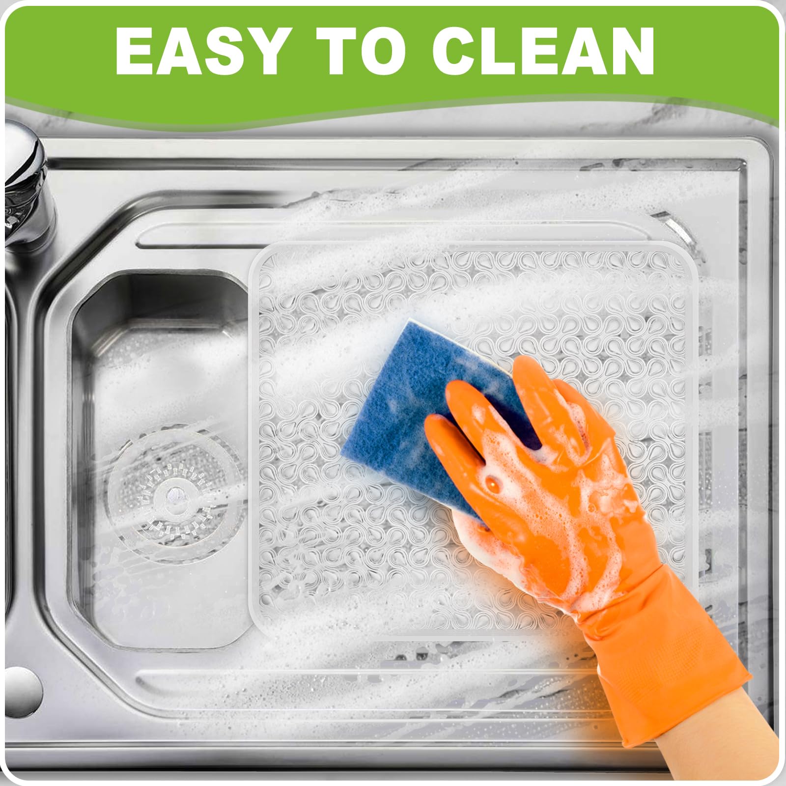 2 Pack Kitchen Sink Mat Plastic Sink Protect Mat Pvc Eco-Friendly Kitchen Adjustable Stainless Steel/Porcelain Dish Drying Pad S