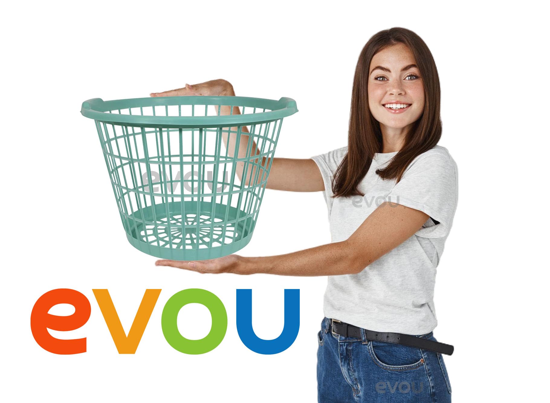 Evou Set Of 4 Laundry Baskets Hampers (Several Colors) Lightweight Plastic, For Clothes, Towels, Storage Of Kids & Baby Toys, Ga