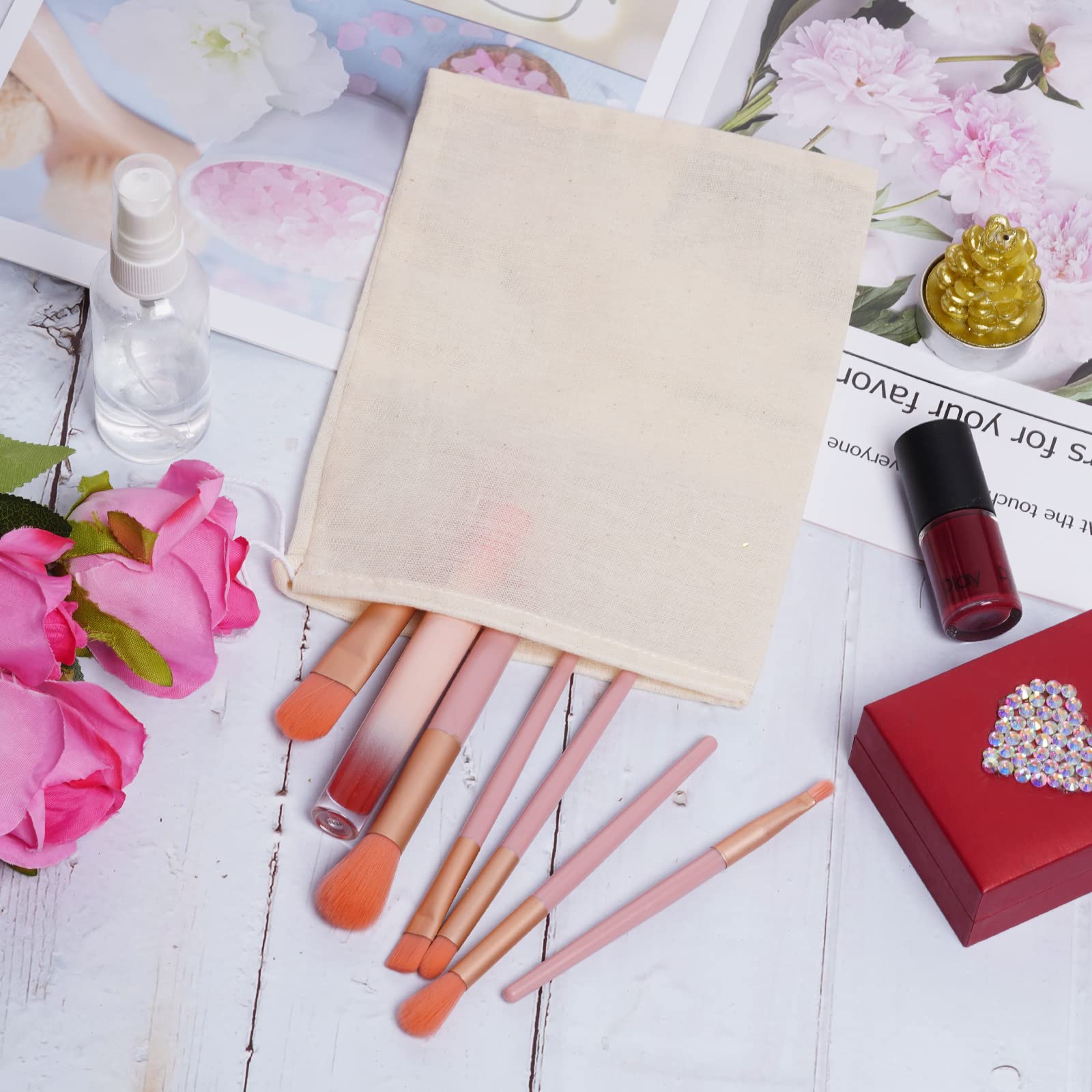 Tayfremn 50Pcs Cotton Drawstring Bags, Reusable Muslin Bag Natural Cotton Bags With Drawstring Produce Bags Bulk Gift Bag Jewelr