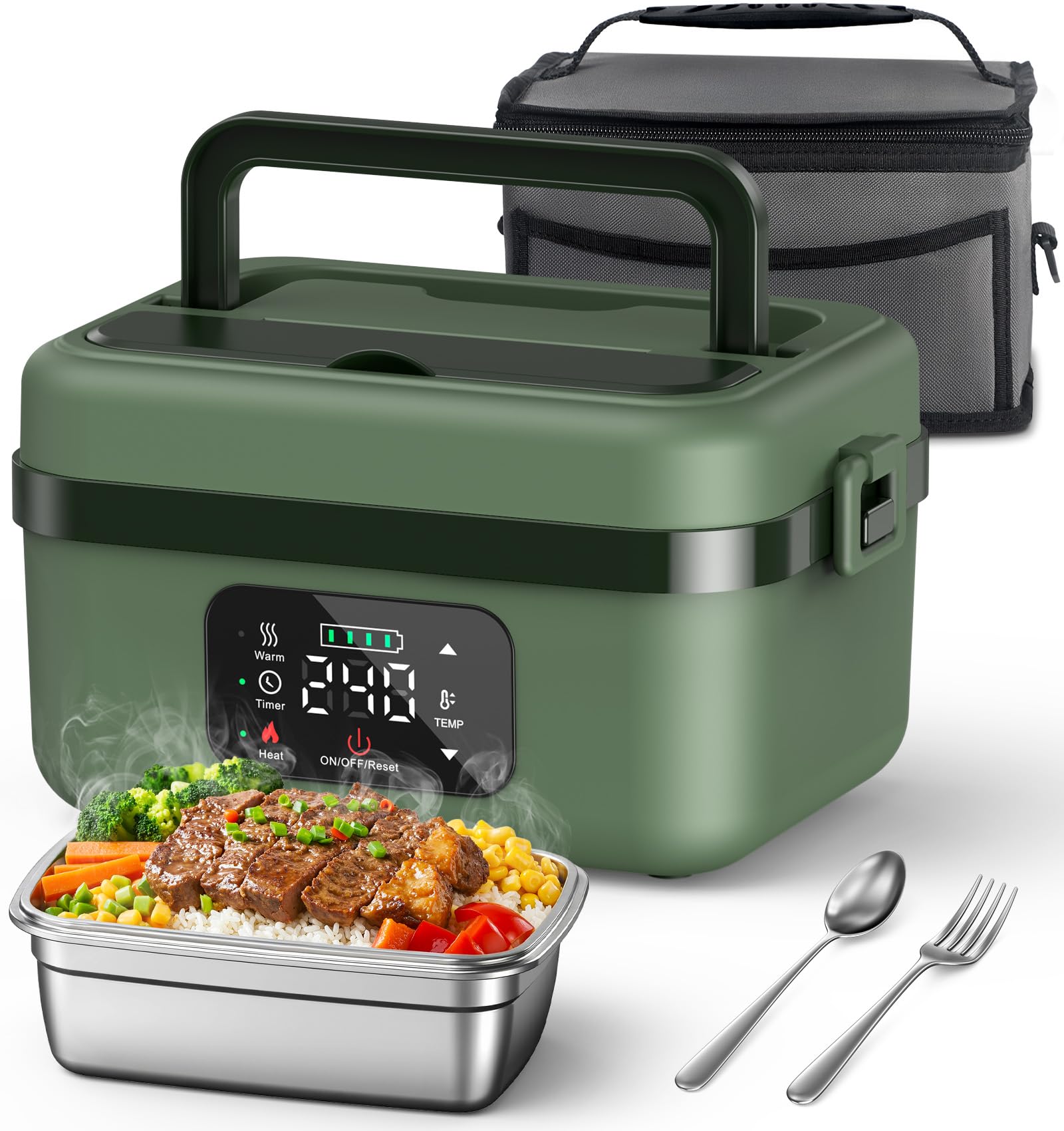 Odsd Cordless Electric Lunch Box For Adults, 16000Mah Rechargeable Self-Heating Lunch Box Food Warmers With Timer & Adjustable H