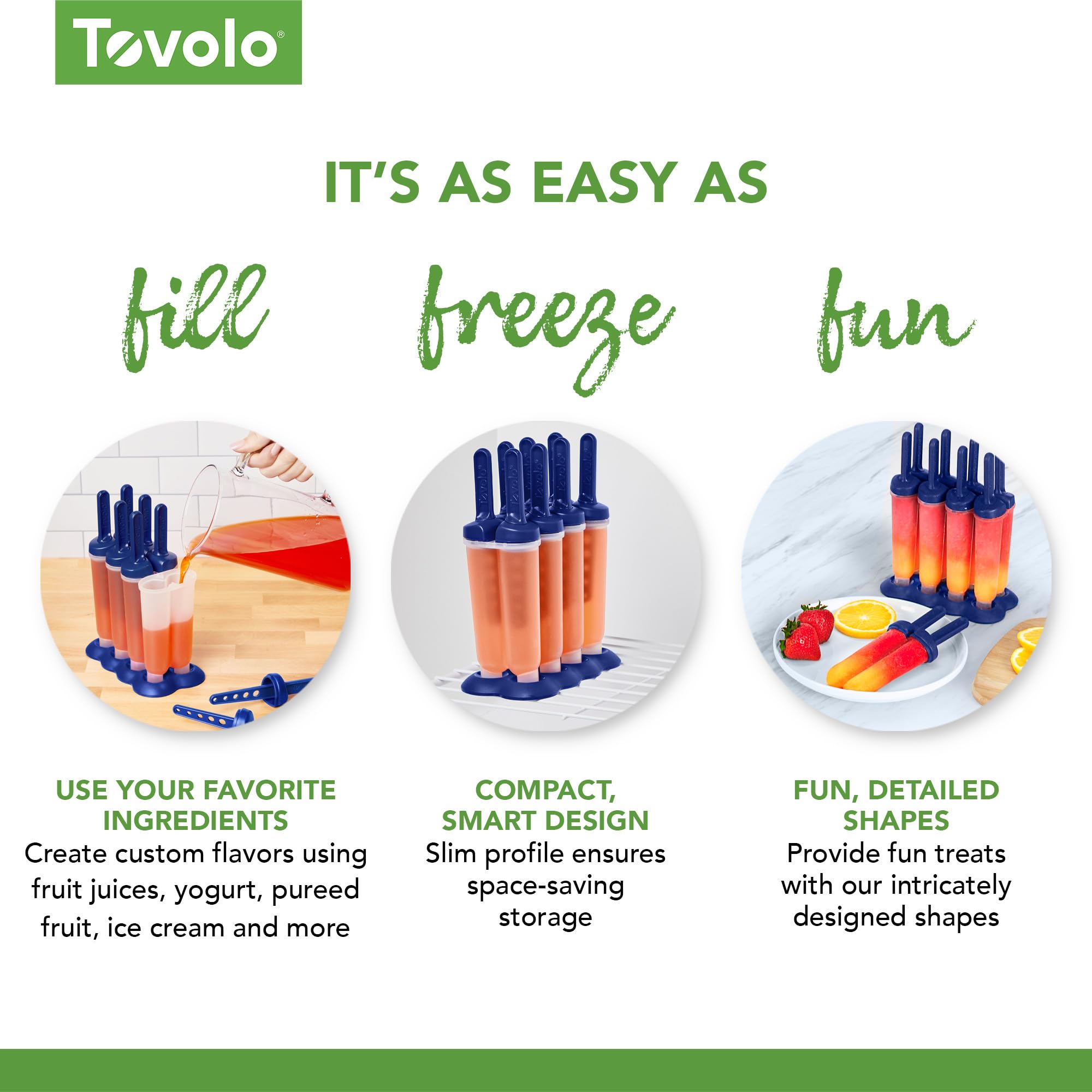 Tovolo, Drip-Guard Handle, 4 Oz, Set Of 4 Twin Ice Molds Popsicle Makers With Reusable Sticks, Mess-Free Frozen Treats, Makes 8