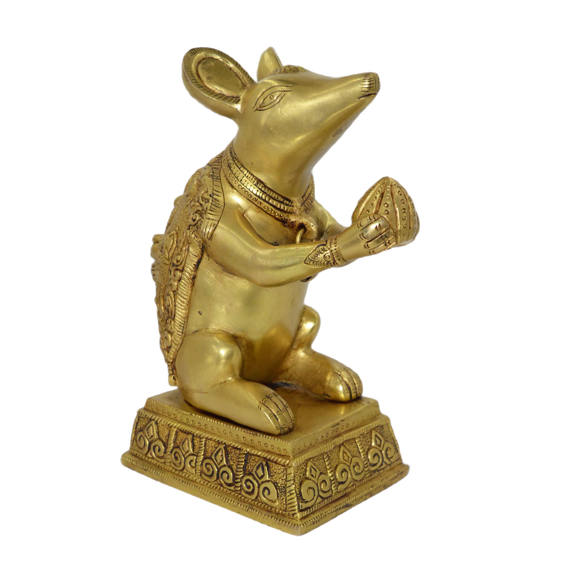 Kalarambh Brass Rat Ganesh / Ganesha / Ganpati Murti Idol Statue For Home Pooja Puja Mandir Decor Showpiece Gift Items Collectib