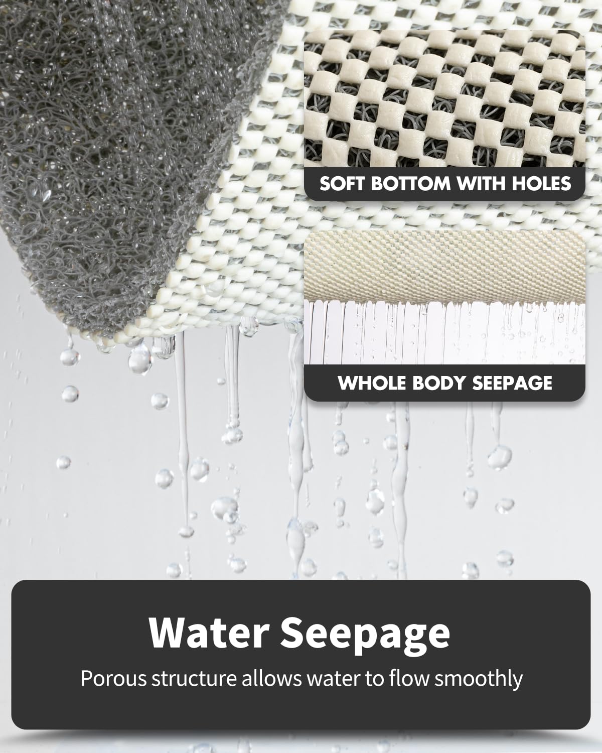 Non-Slip Bathtub Mat, 20X32 Inch, Shower Mats For Bath Tub, Pvc Loofah Bathroom Mats For Wet Areas, Quick Drying