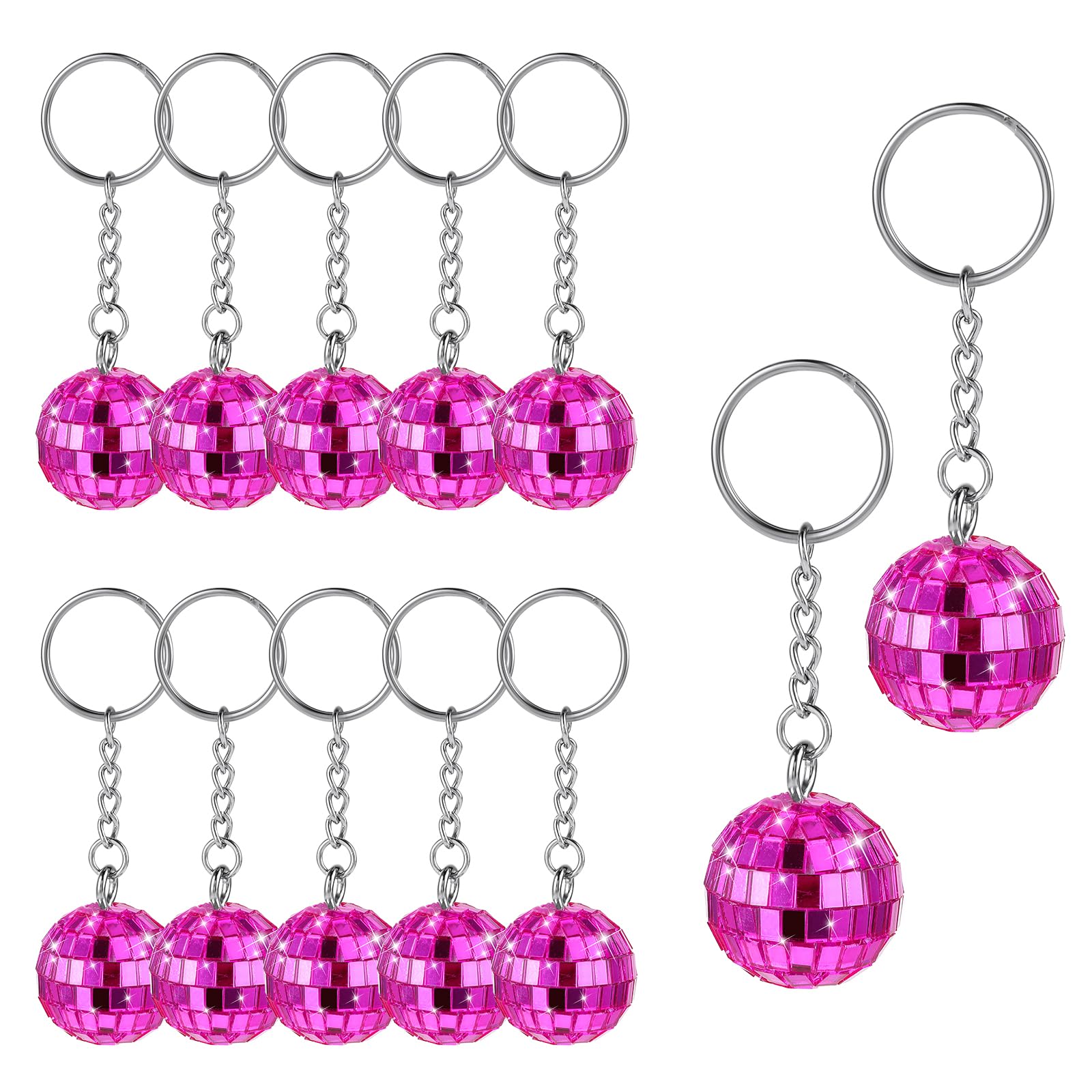 Disco Ball Keychain, 12 Pieces Disco Ball Party Favors Keychains 70S Disco Keychain Silver Mirror Ball Keychain Ball Party Suppl