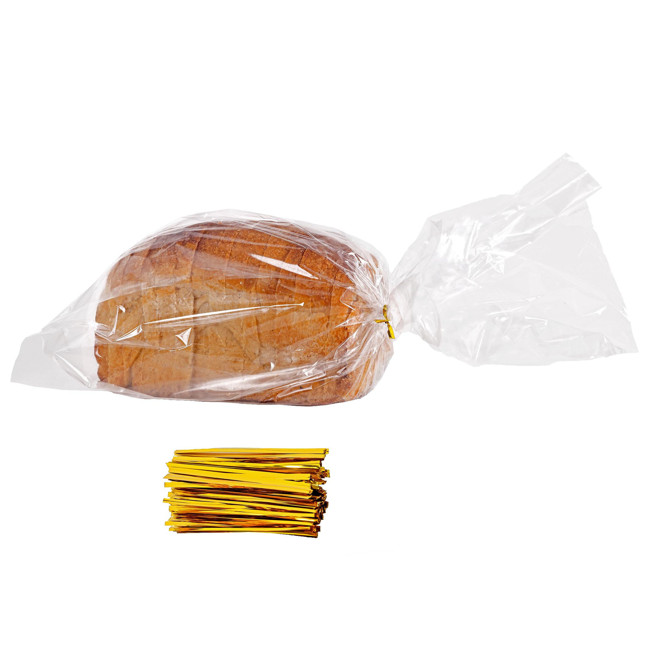 Reusable Plastic Bread Bags for Homemade Bread - Clear Bags with Twist Ties - Airtight, Moisture-Free Storage - Ideal for Loaf, 