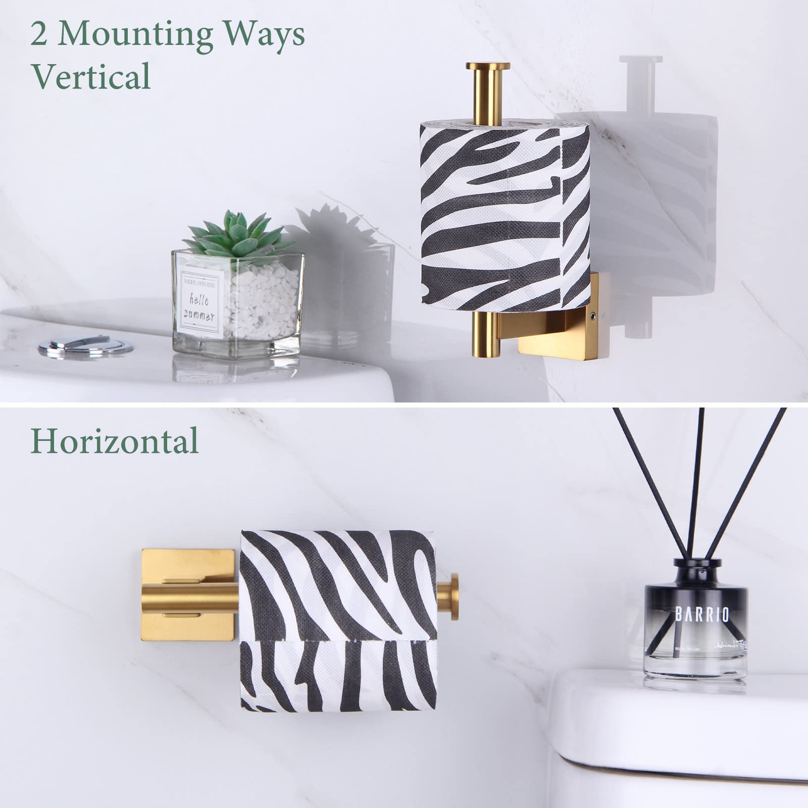 Suyar Brushed Gold Toilet Paper Holder, Sus 304 Stainless Steel Bathroom Toilet Paper Roll Holder Wall Mount