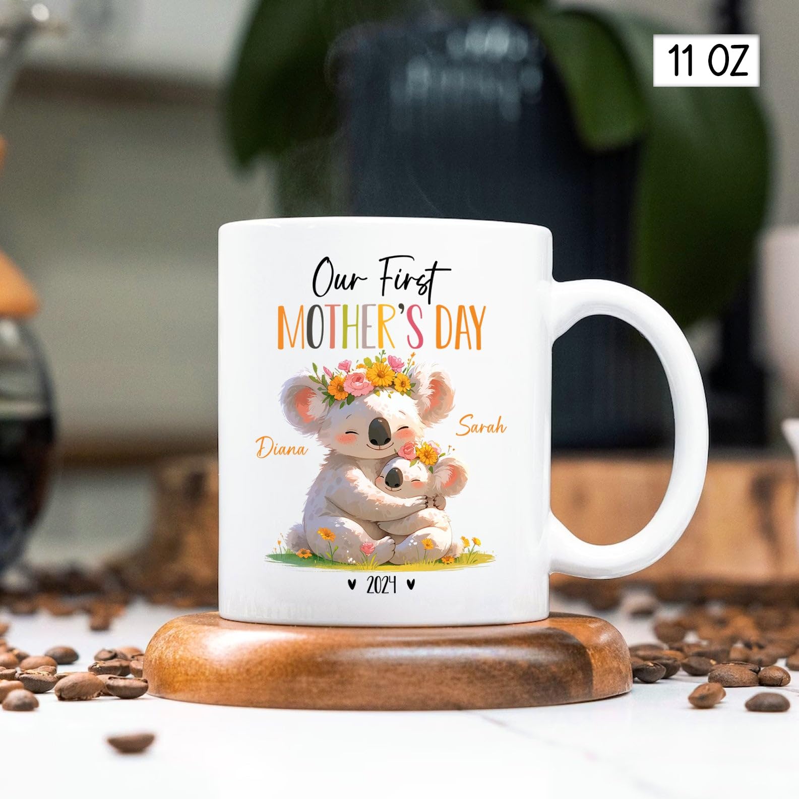 Mummy And Baby Koala Coffee Mugs, Custom Koala Mug Gift For Koala Lovers, Our First Mothers Day Ceramic Cup For New Mother, Pers