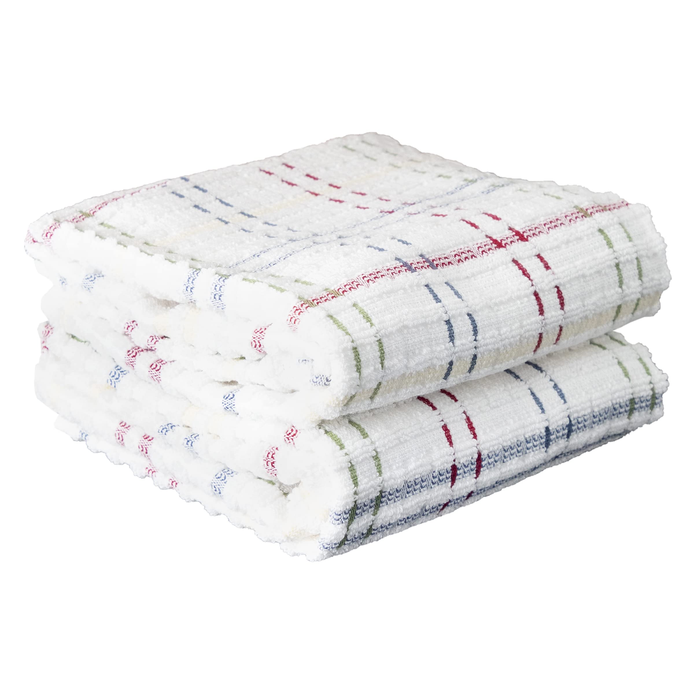 Ritz Royale Collection 100% Combed Terry Cotton, Highly Absorbent, Oversized, Checked Kitchen Towel Set, 28 X 18, 2-Pack, Paprik