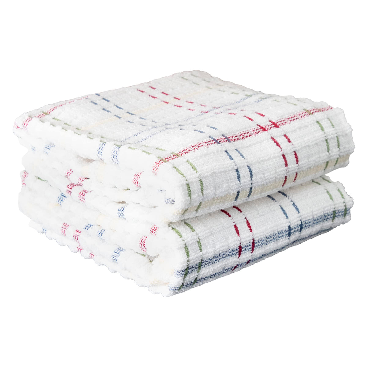 Ritz Royale Collection 100% Combed Terry Cotton, Highly Absorbent, Oversized, Checked Kitchen Towel Set, 28 X 18, 2-Pack, Paprik