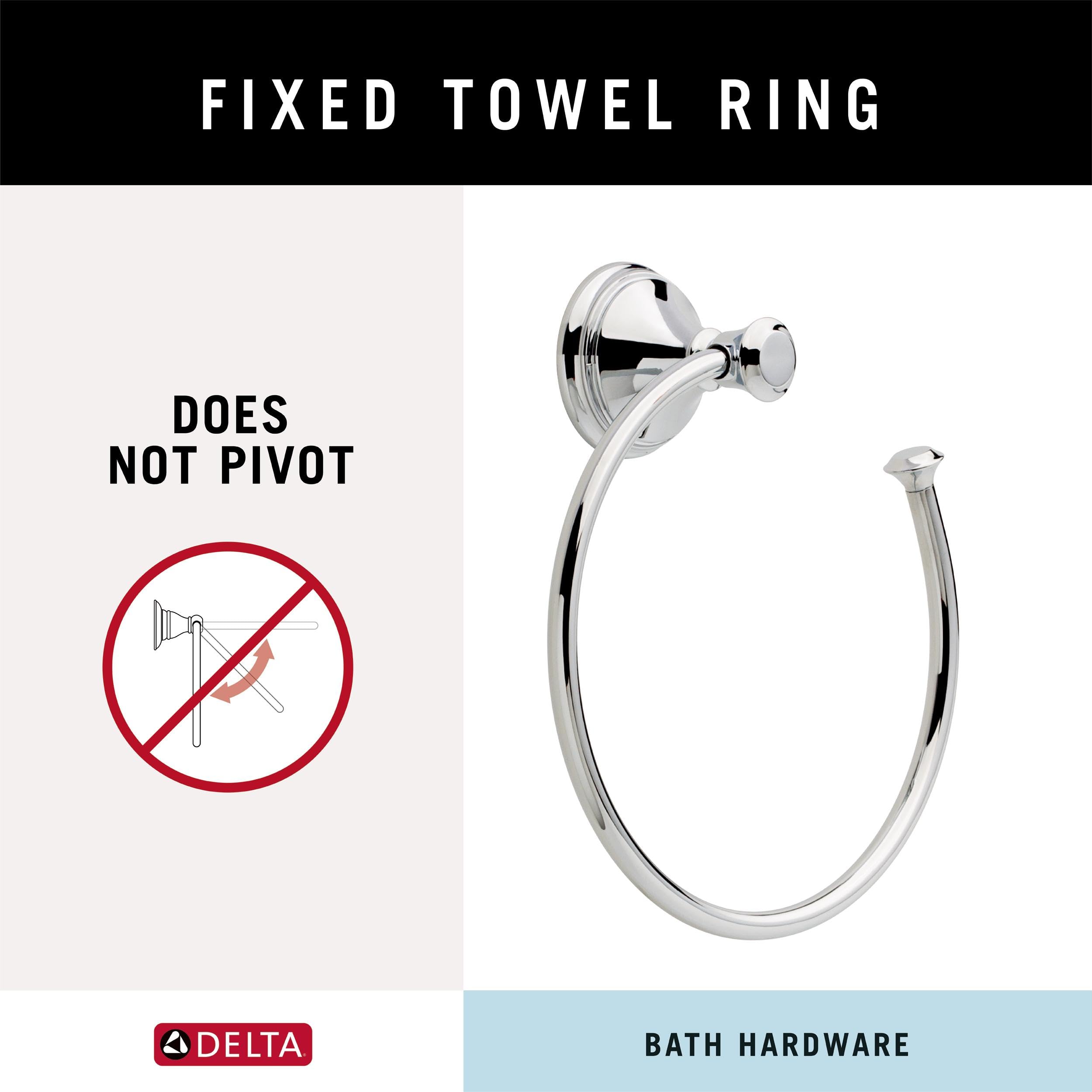 Delta Cassidy Hand Towel Holder, Polished Chrome, Square Towel Ring, 2.63 x 7 x 2.63 Inches, Model 79746, Bathroom Accessories