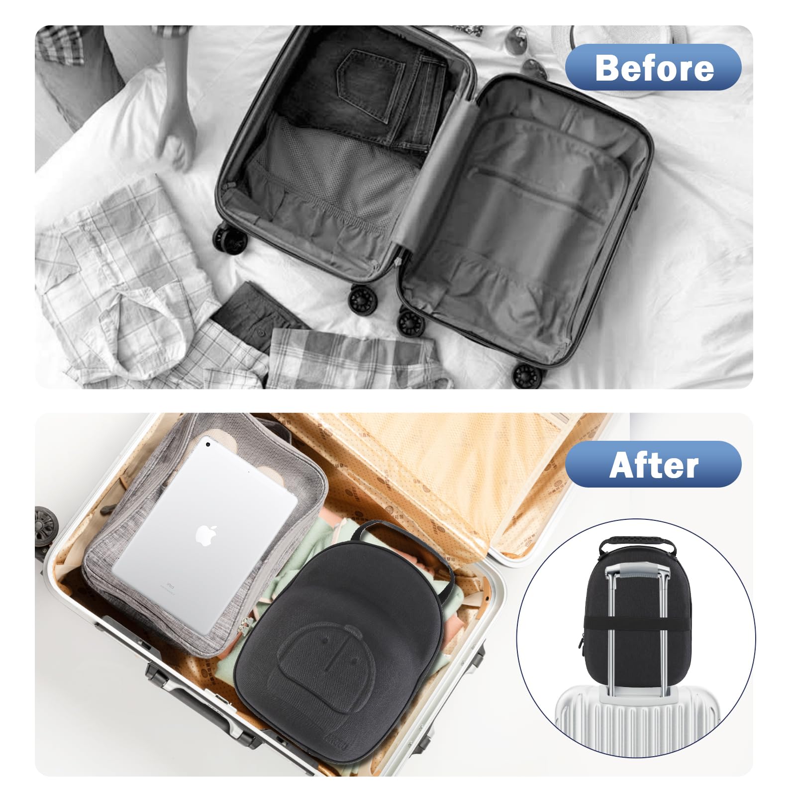 Anguu Hat Travel Case,Hard Hat Case For Baseball Caps, Hat Carrier For Travel With Hat Clip And Glasses Case, Hat Organizer Prot