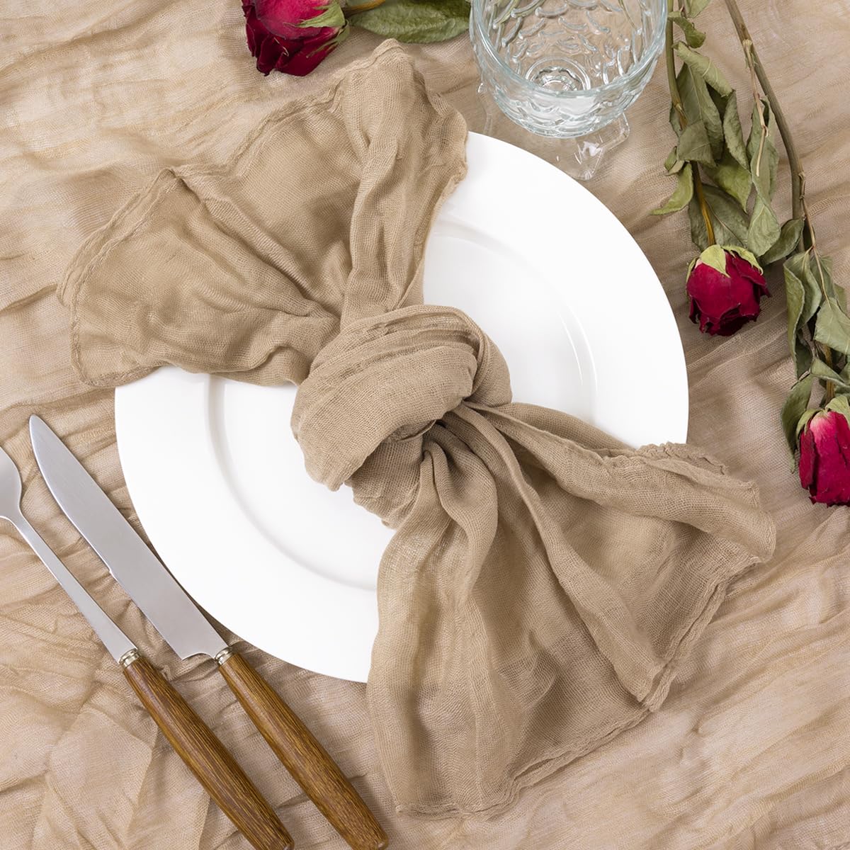 Socomi Coffee Cheesecloth Napkins Easter Spring Napkins Set Of 10 Boho Washable Dinner Table Napkins For Wedding Party Baby Show