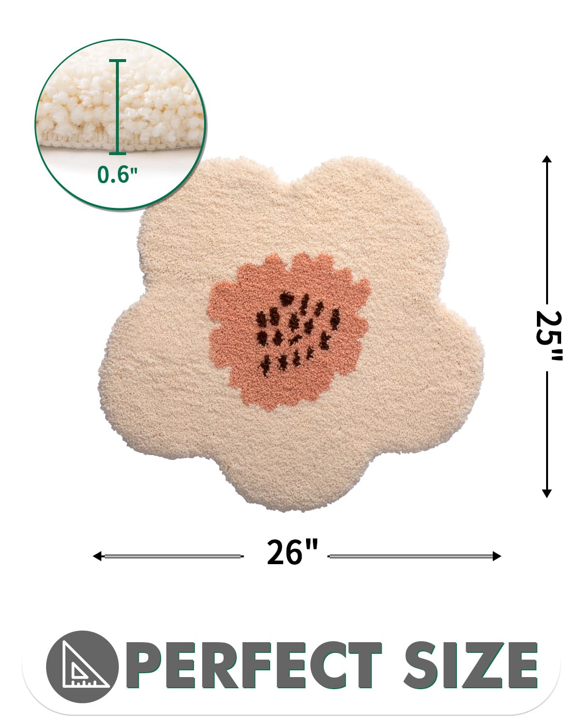 Lumi Cute Bath Mat, Pink Flower Rug, Soft Plush Fluffy Red Bath Mat, Absorbent, Non-Slip For Bathroom, Kitchen Sink, Bedroom, Ki