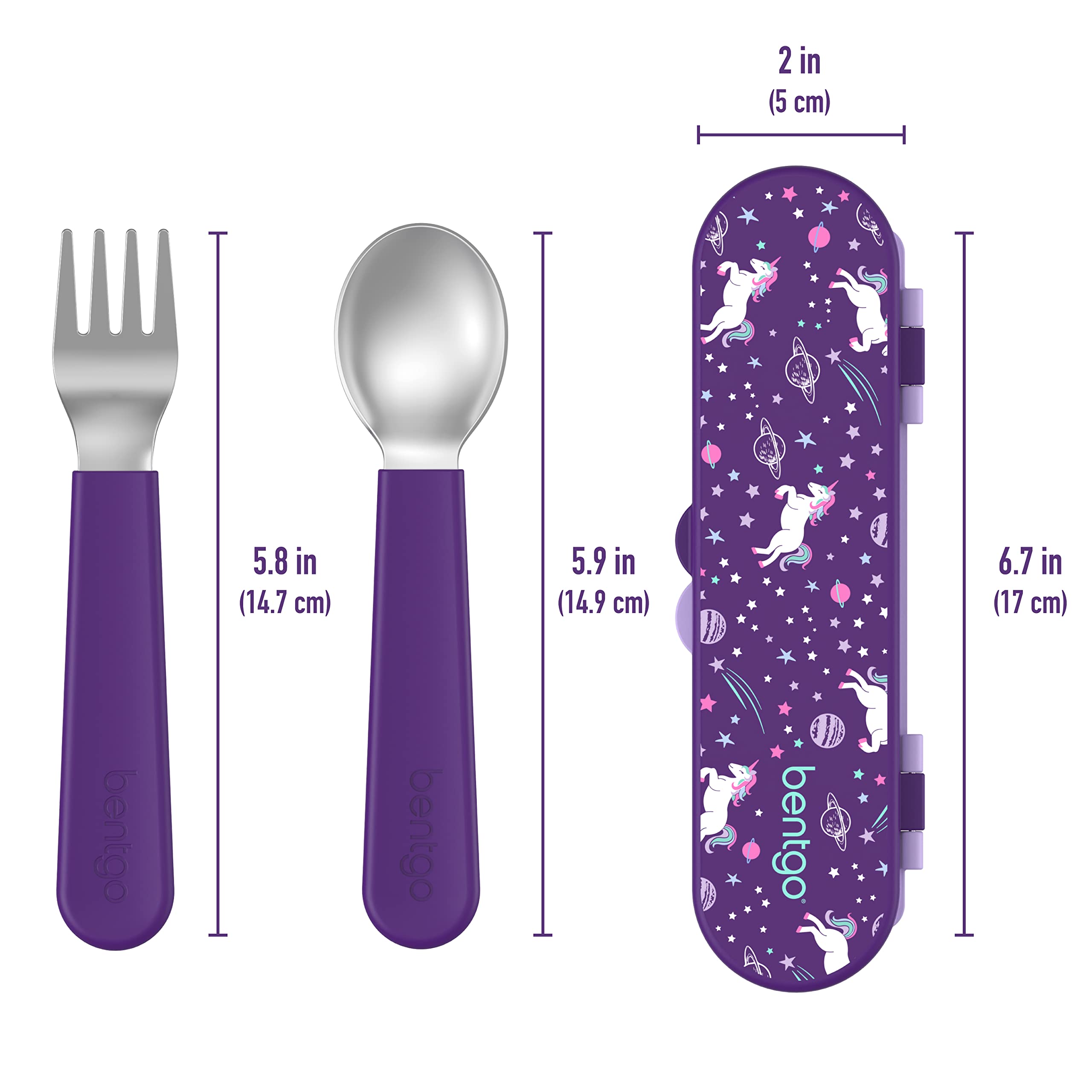 Bentgo? Kids Stainless Steel Utensil Set - Reusable Fork, Spoon & Storage Case - High-Grade BPA-Free Stainless Steel, Easy-Grip