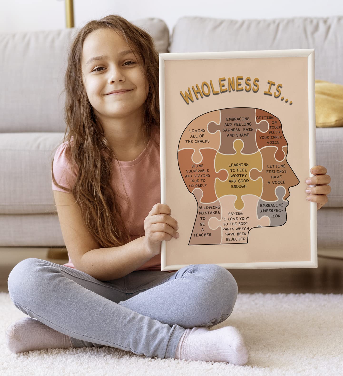 Loluis Mental Health Poster, Boho Therapy Tools Educational Supplies Art Print Classroom School Office Decor (Wholeness Is, Cust