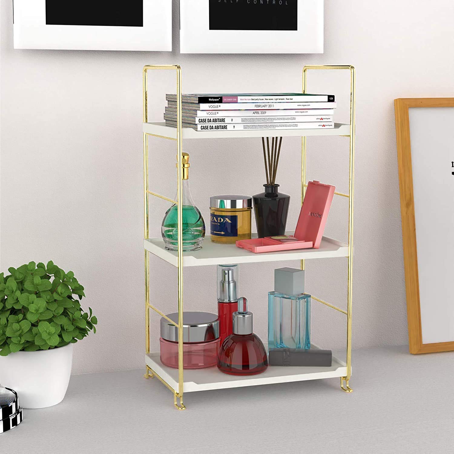 kaileyouxiangongsi 3-Tier Kitchen Spice Rack, Freestanding Stackable Organizer Shelf, Bathroom Countertop Storage Shelf, Cosmeti