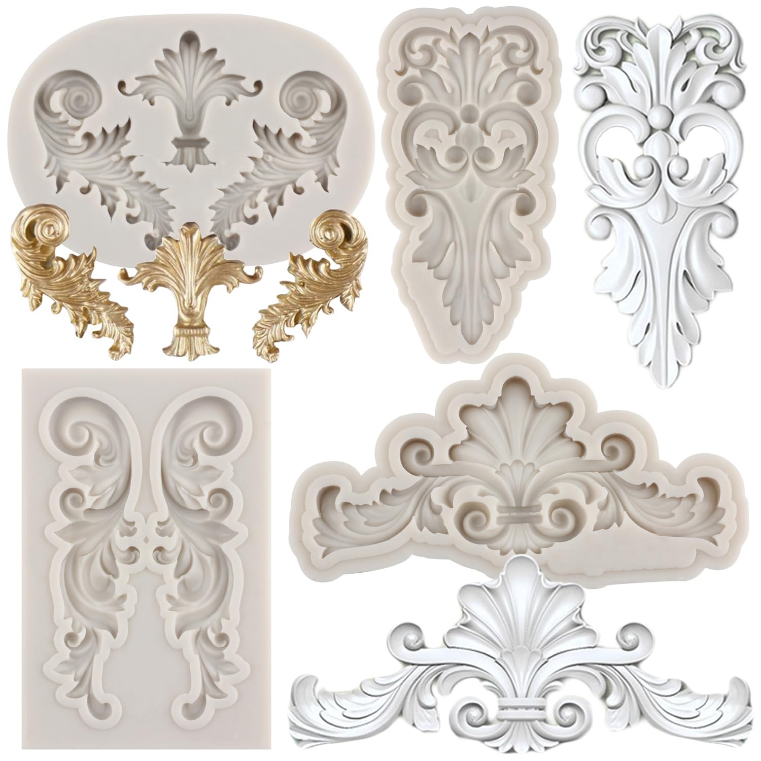 Sijiangmold Baroque Fondant Mold Curlicues Scroll Lace Silicone Molds Filigree Mold For Cake Decoration Cupcake Topper Candy Pol