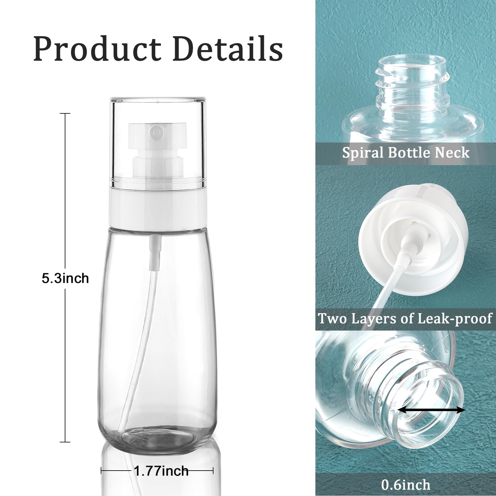Cosywell Fine Mist Spray Bottle Tsa Approved 3.4Oz 100Ml 3 Pack Empty Cosmetic Refillable Travel Containers Plastic Spray Bottle