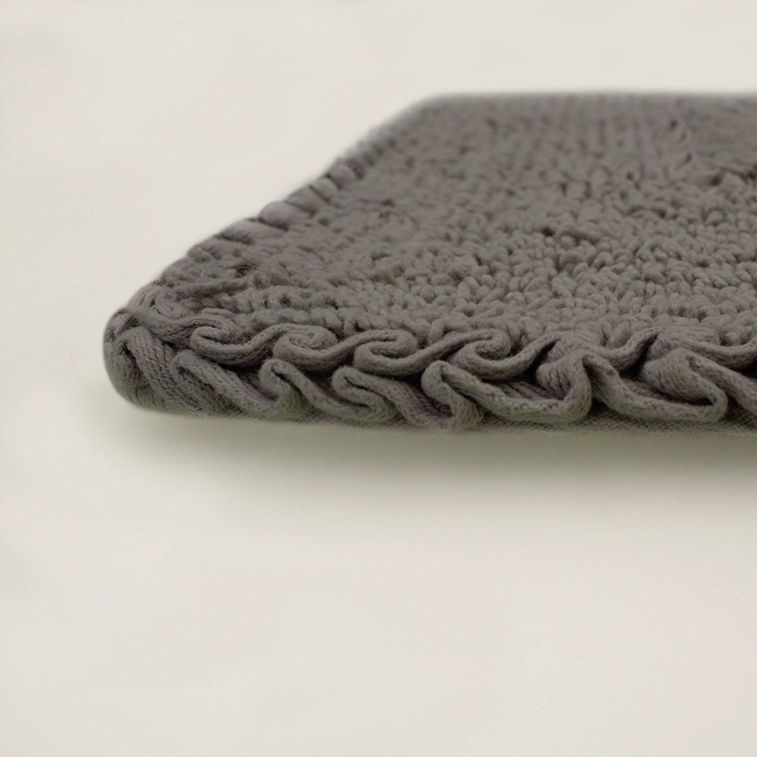 Laura Ashley Ruffle Cotton 2-Piece Bath Rug Set, Dark Gray