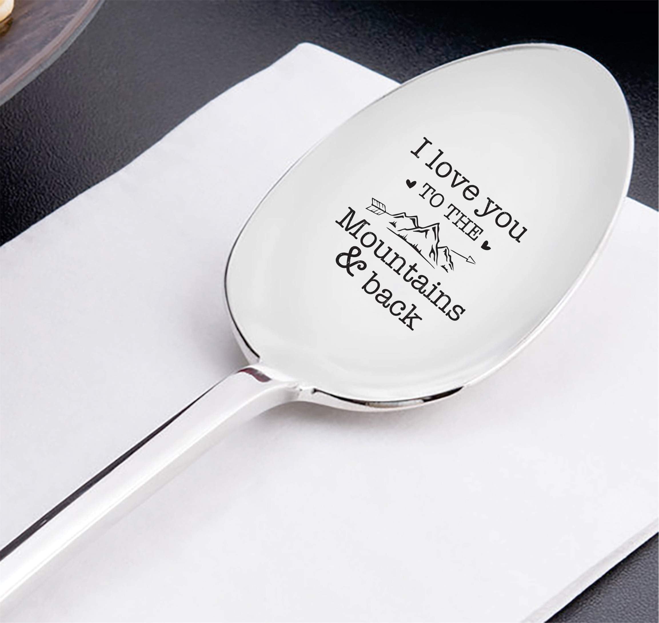 I Love You To The Mountains And Back- Engraved Spoon- Coffer Lover- Engraved Silver Ware By Boston Creative Company