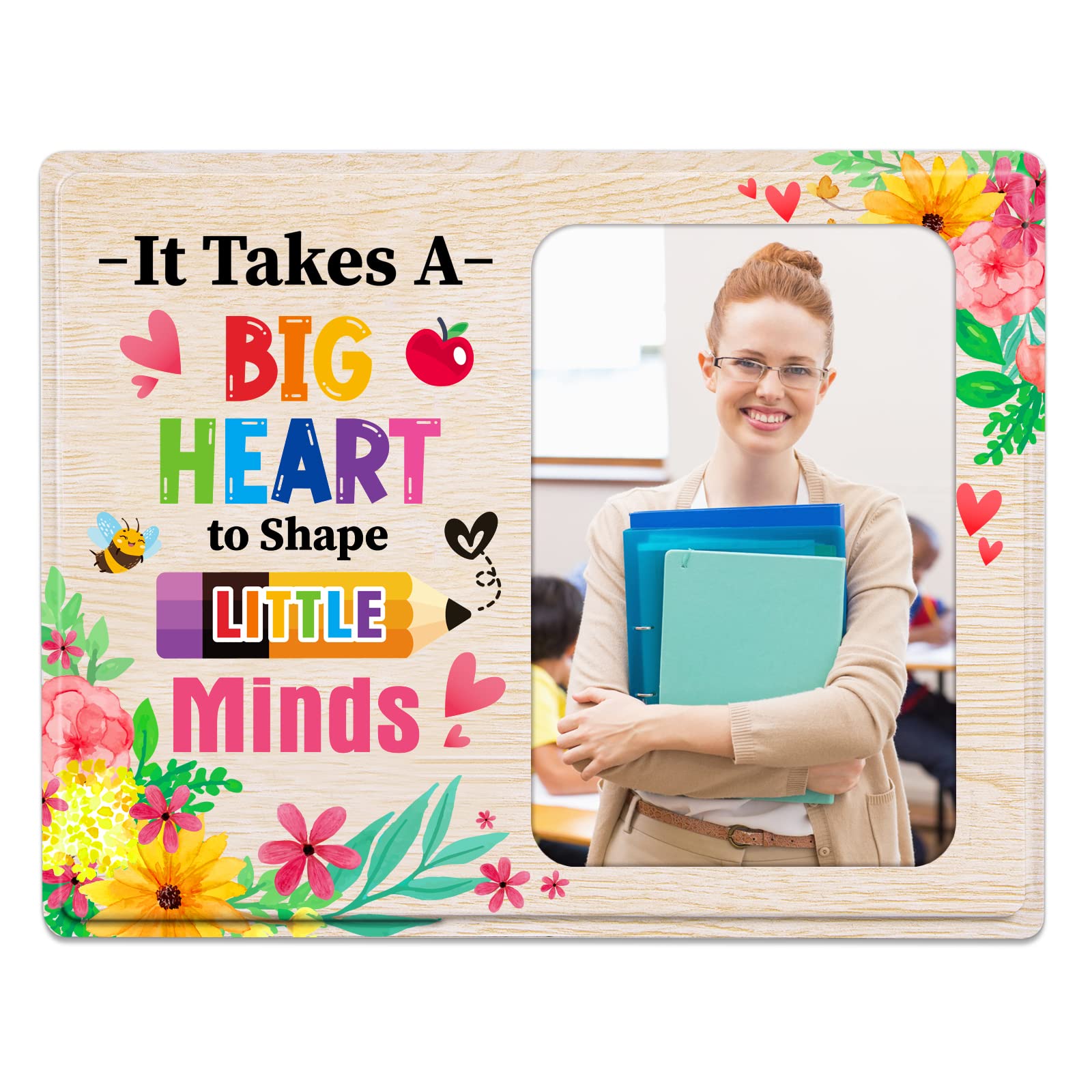 WhatSign Best Teacher Frame - 4x6 Wooden Picture Frame for Teacher Appreciation Gifts