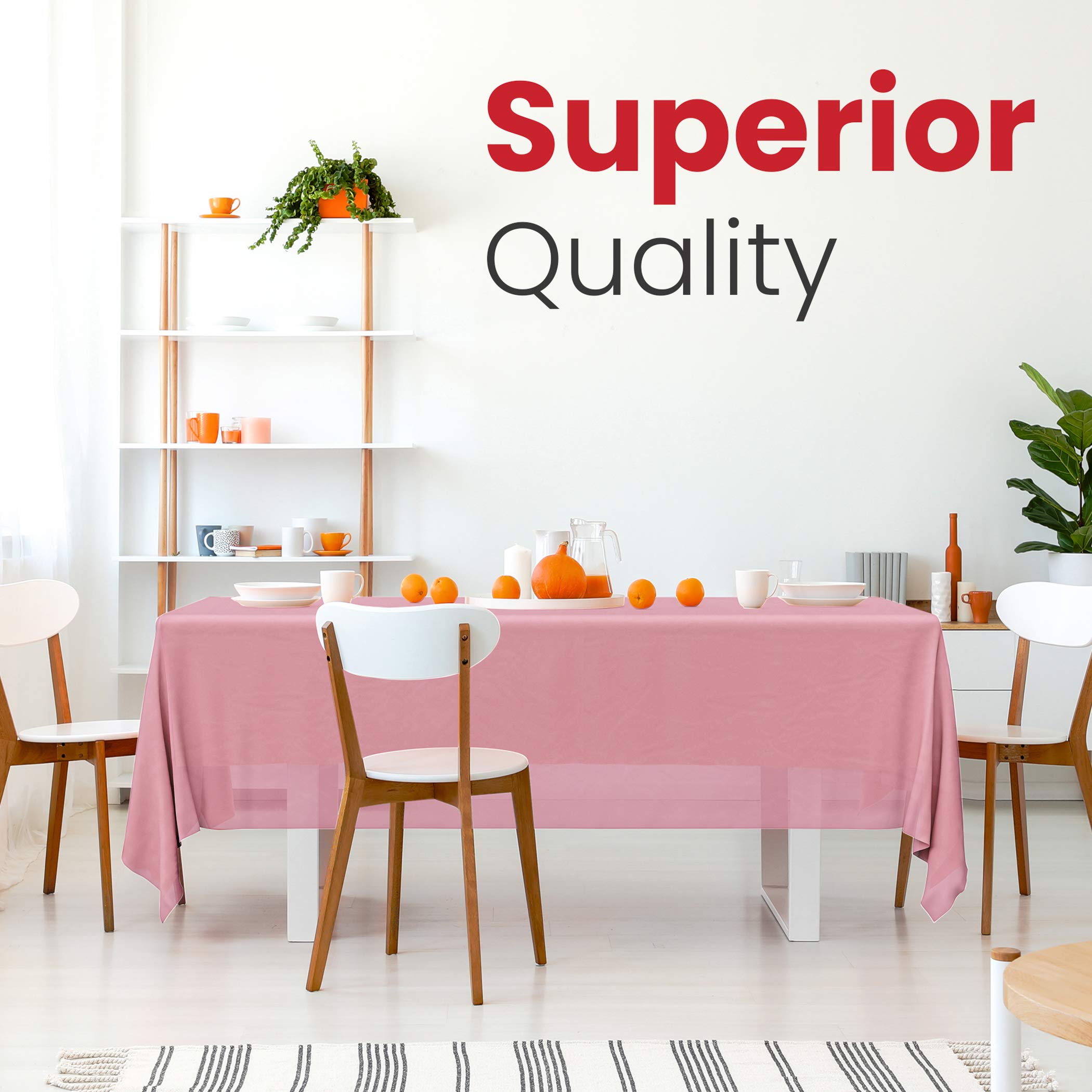 14 Pack Premium Pink Plastic Tablecloth - 54 X 108 In. Disposable Rectangle Plastic Table Cloth - Decorative Rectangle Table Cov