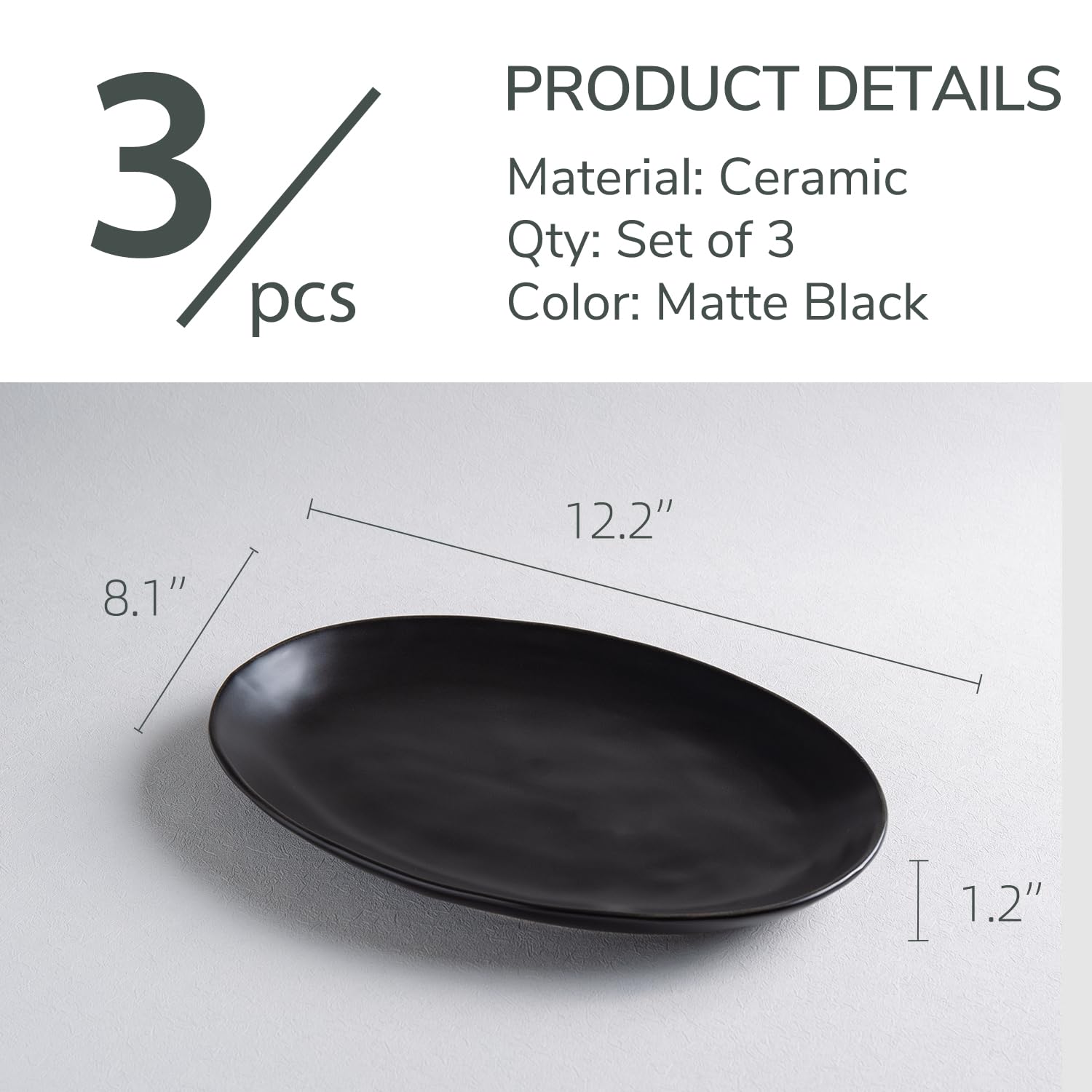 Magclay Porcelain Serving Platters, 12 Inch Large Serving Trays, Oval Serving Plates For Dessert Appetizers Meat/Entertaining/Pa